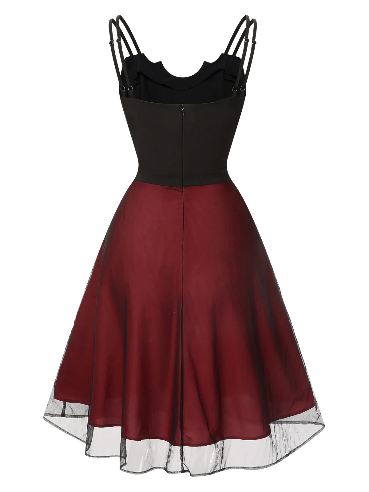 Black & Red 1950s Bat Mesh Dress - Image 3