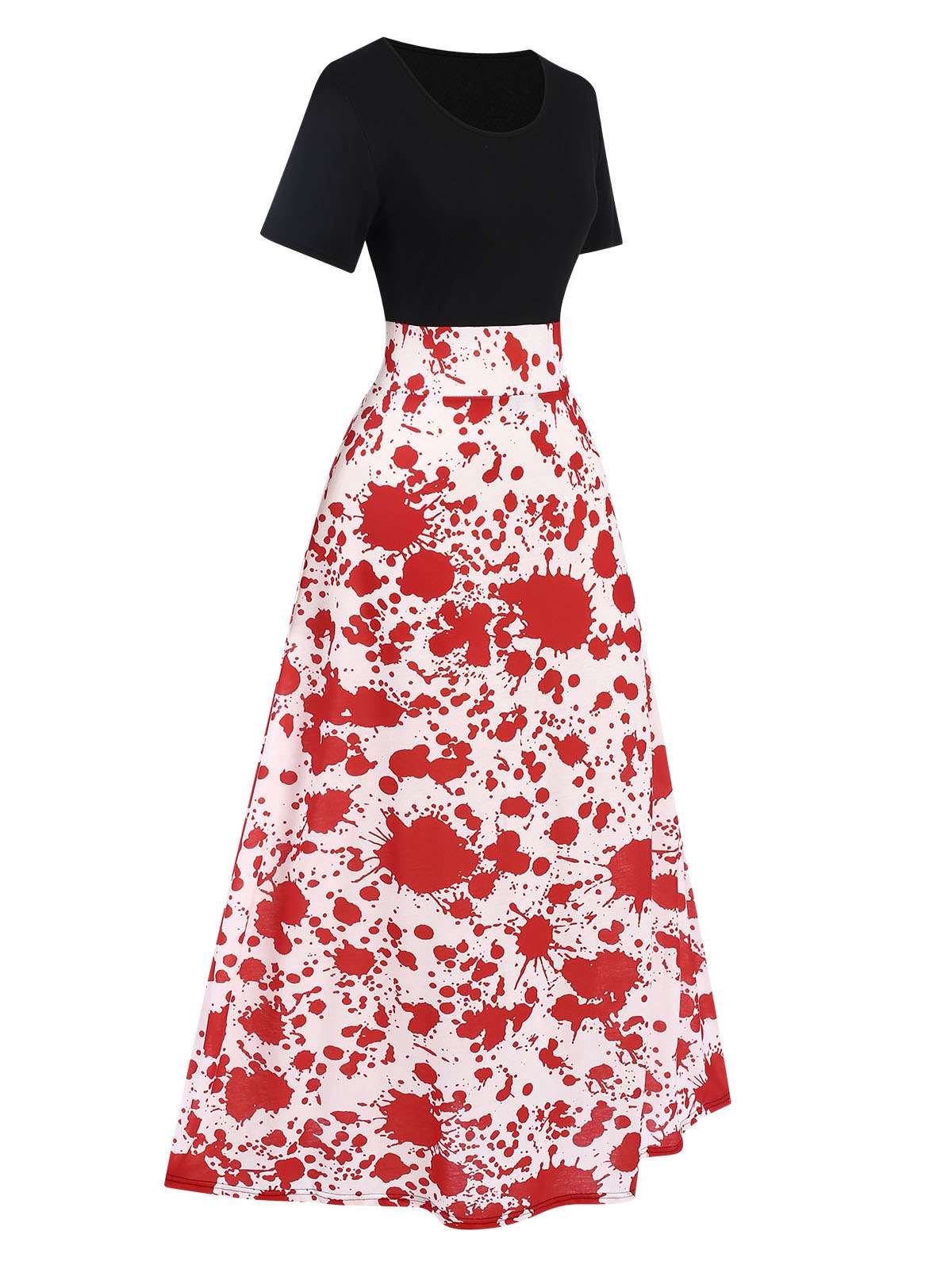 Black & Red 1950s Halloween Blood Stain Dress - Image 2