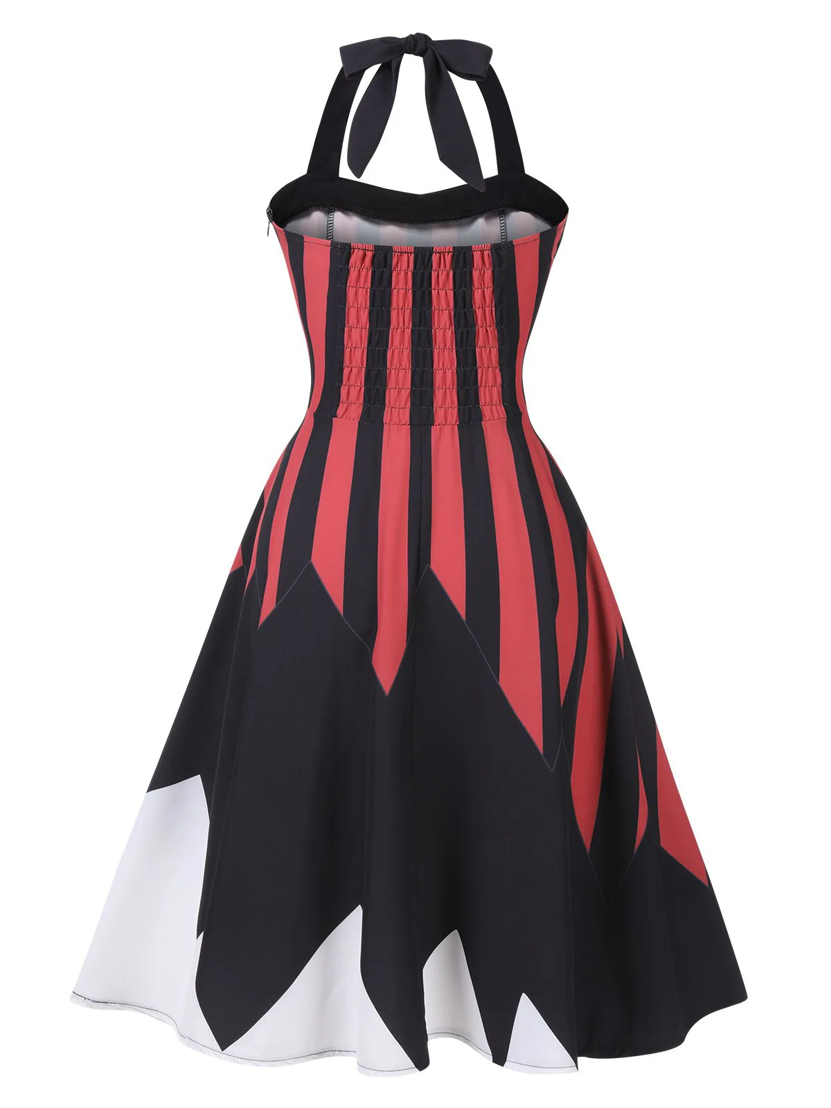 Black&Red 1950s Halloween Halter Skull Dress - Image 2