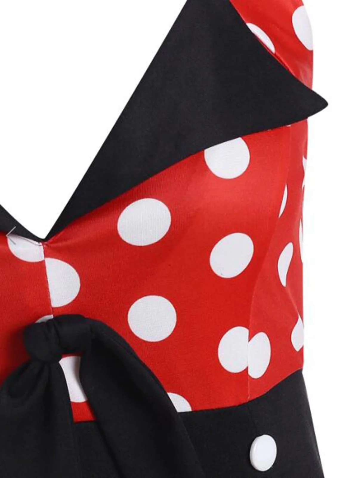 Black Red 1950s Halter Dot Swing Dress With Accessories Set - Image 4