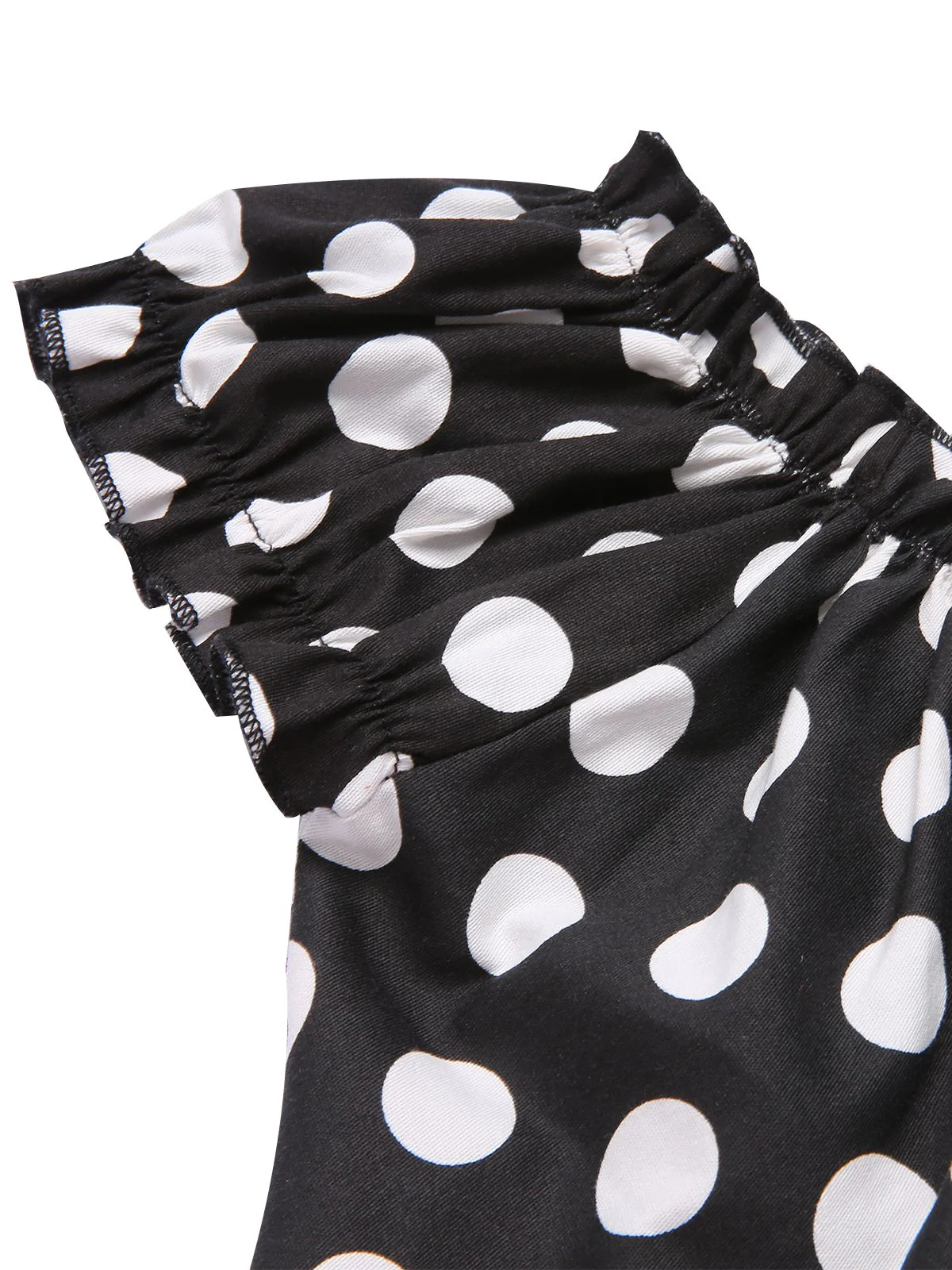 Black & Red 1950s Polka Dots Off Shoulder Dress With Accessories Set - Image 5