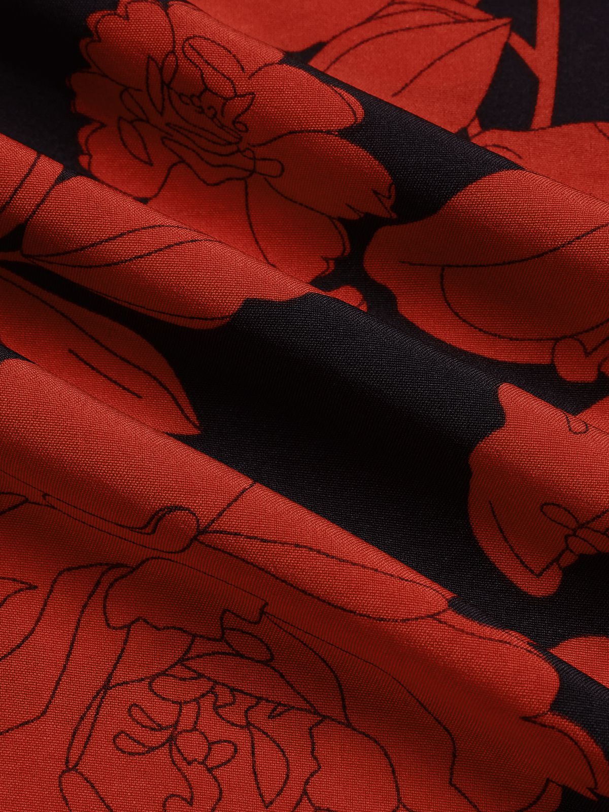 Black&Red 1980s Floral Long Sleeves Top&Skirt - Image 4