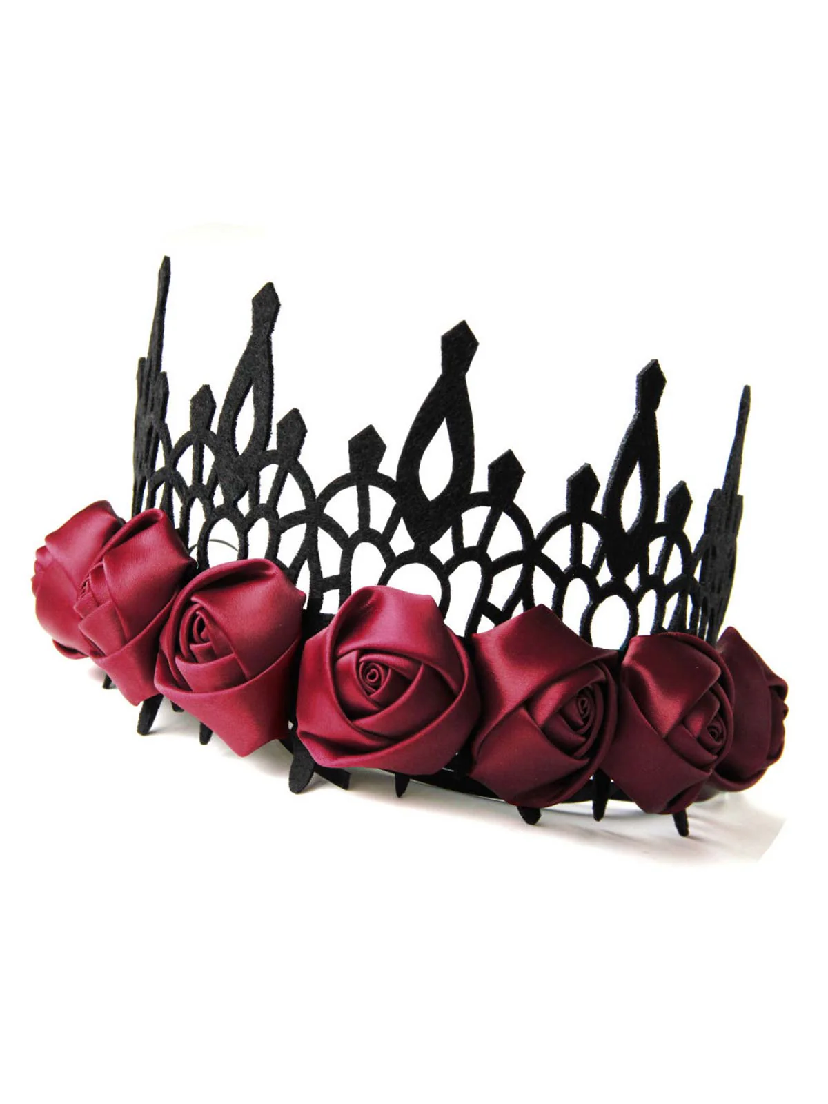 Black & Red Halloween Roses Crown Headband - Image 2