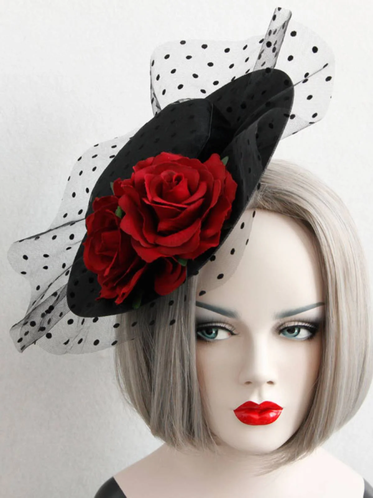 Black Retro 3D Roses Mesh Hat - Image 2