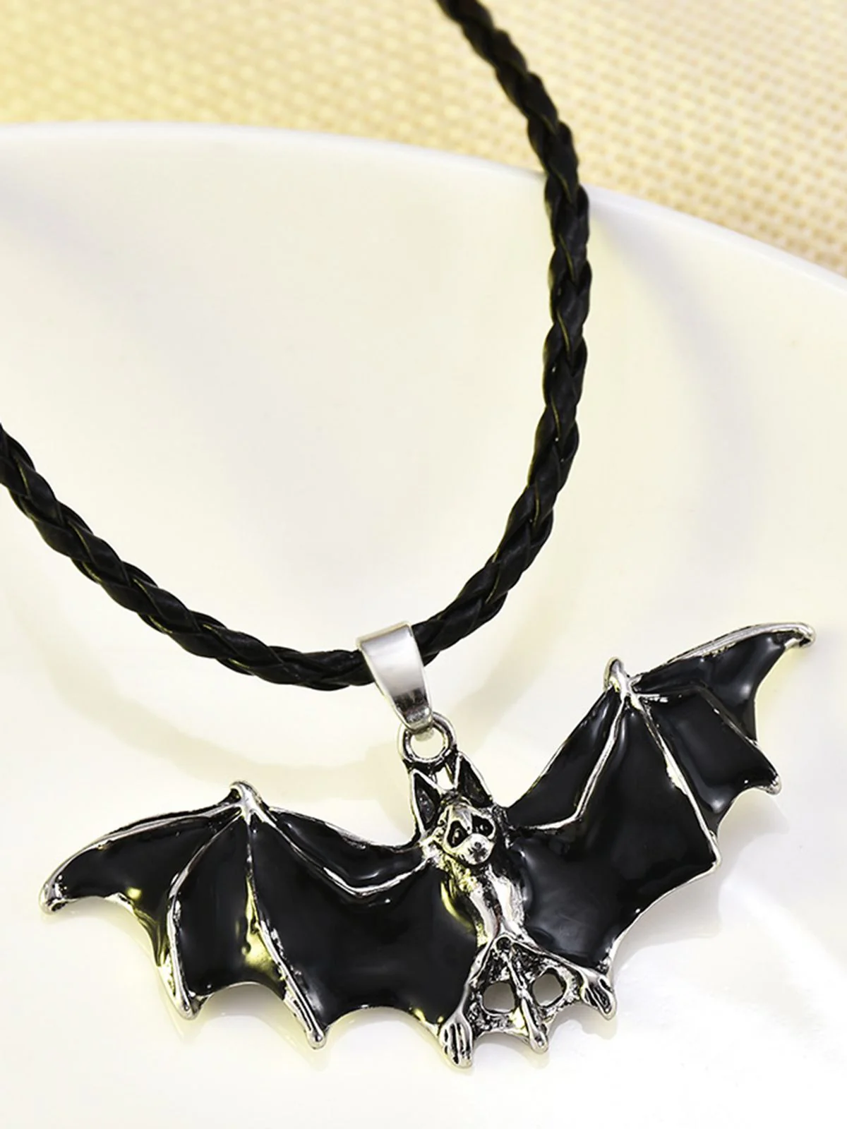 Black Retro Halloween Bat Necklace - Image 3