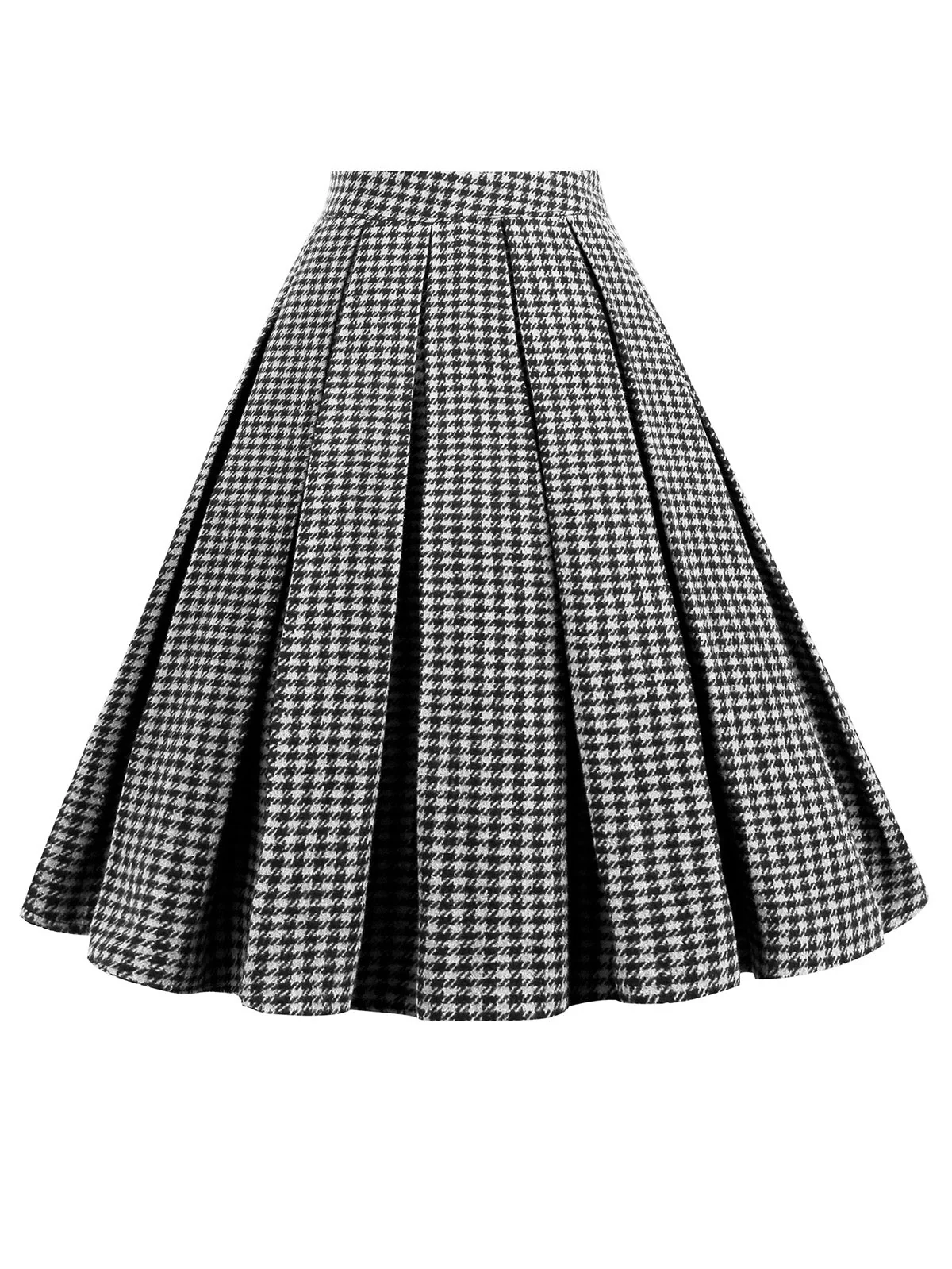 Black Retro Plaid Swing Panel Skirt - Image 2