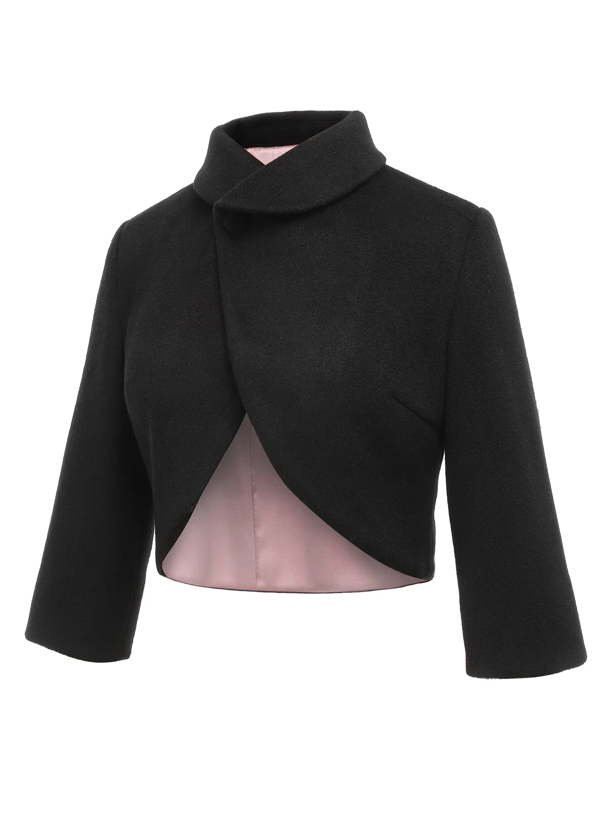 Black 1950s Retro Woolen Wrap Bolero Jacket - Image 2