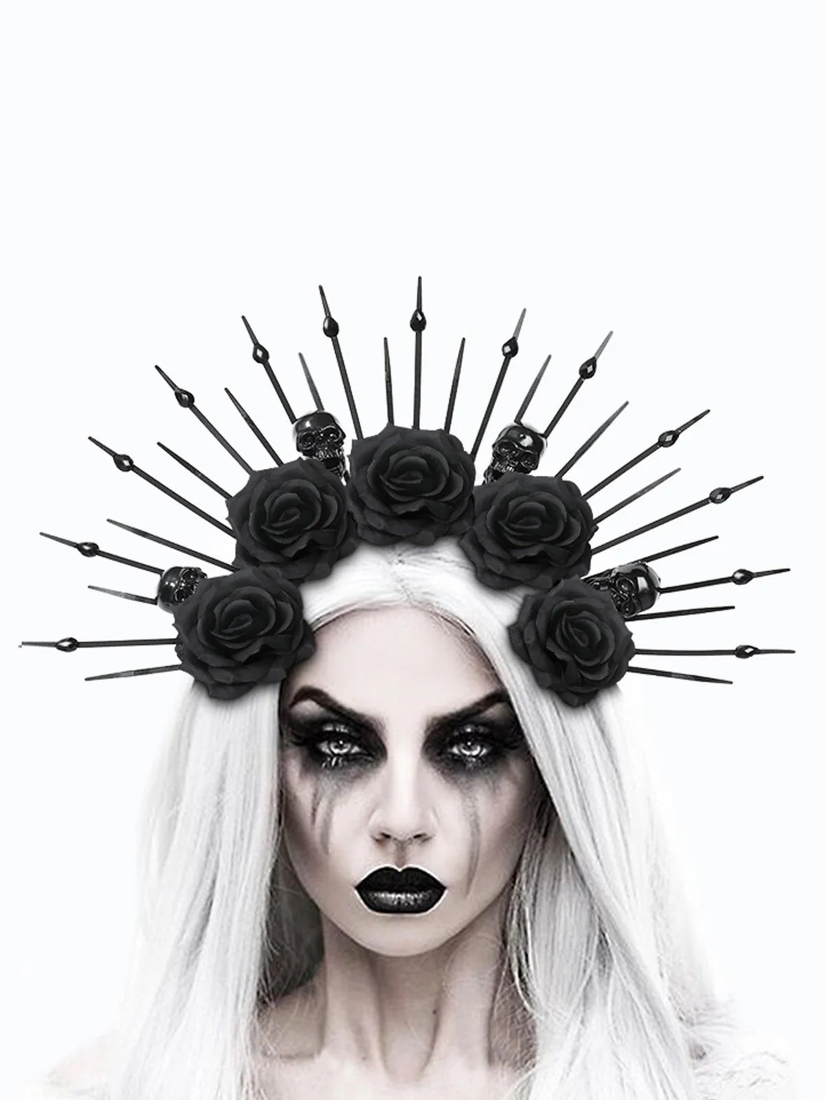 Black Skeleton & Rose Headwear - Image 2