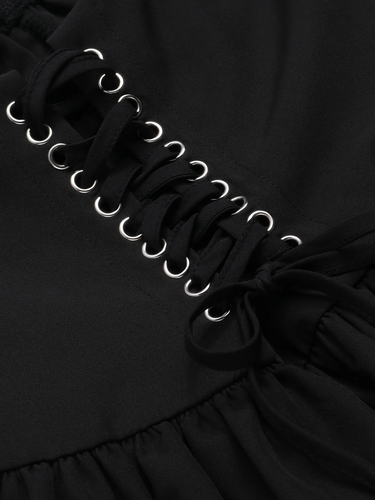 Black 1950s Solid Lace Gothic Dress - Image 4