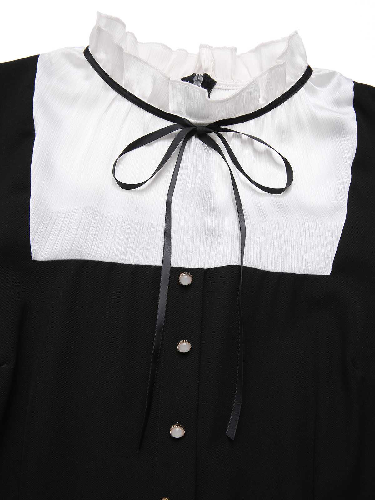 Black&White 1930s Bow Ruffled Collar Jumpsuit - Image 5