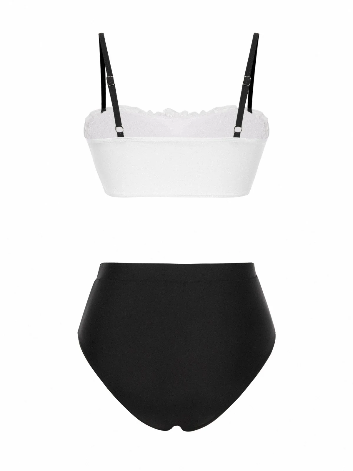 Black & White 1930s Colorblock Lace Bikini Set - Image 5