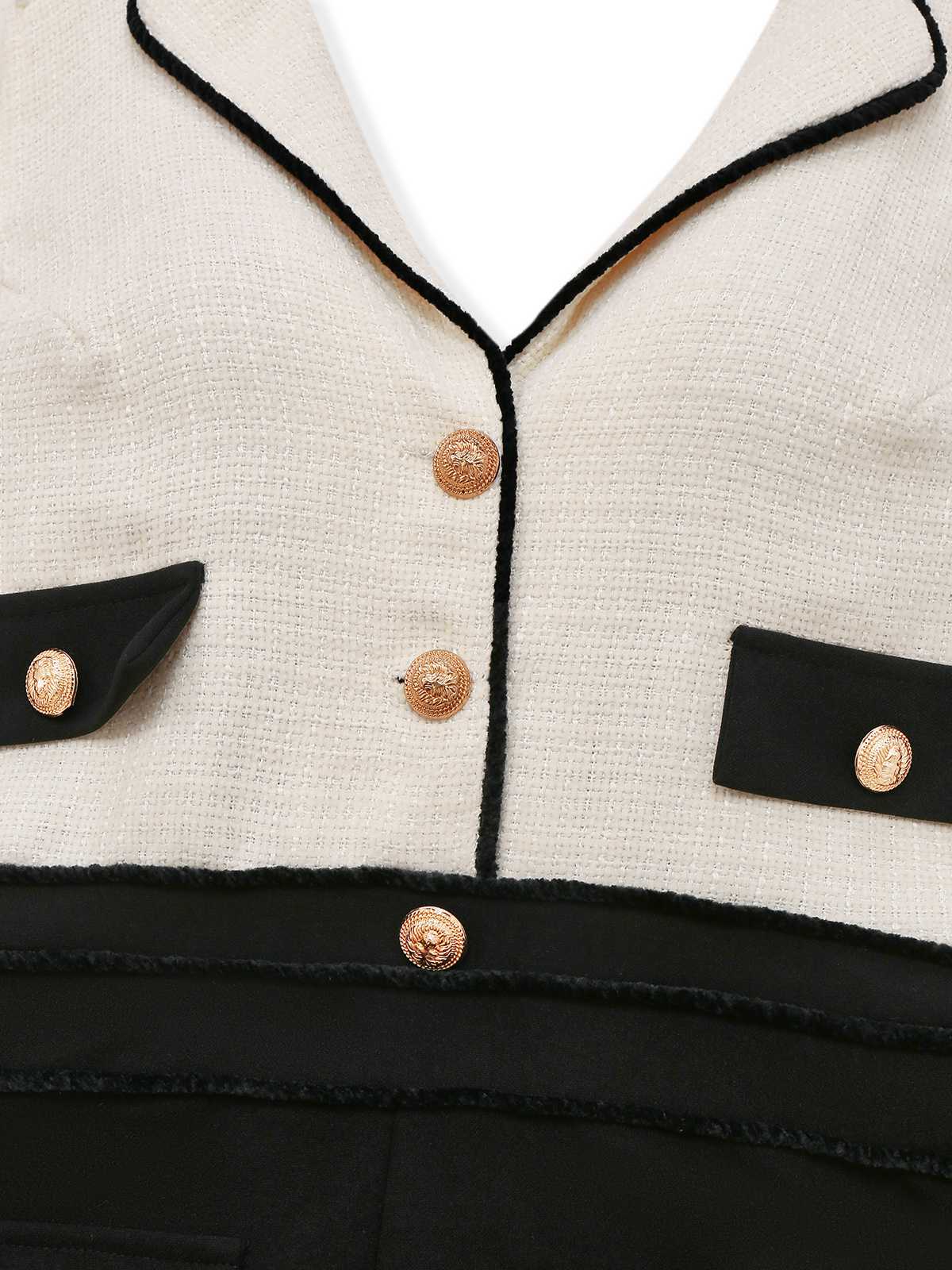 Black & White 1930s Contrast Notched Collar Jumpsuit - Image 3