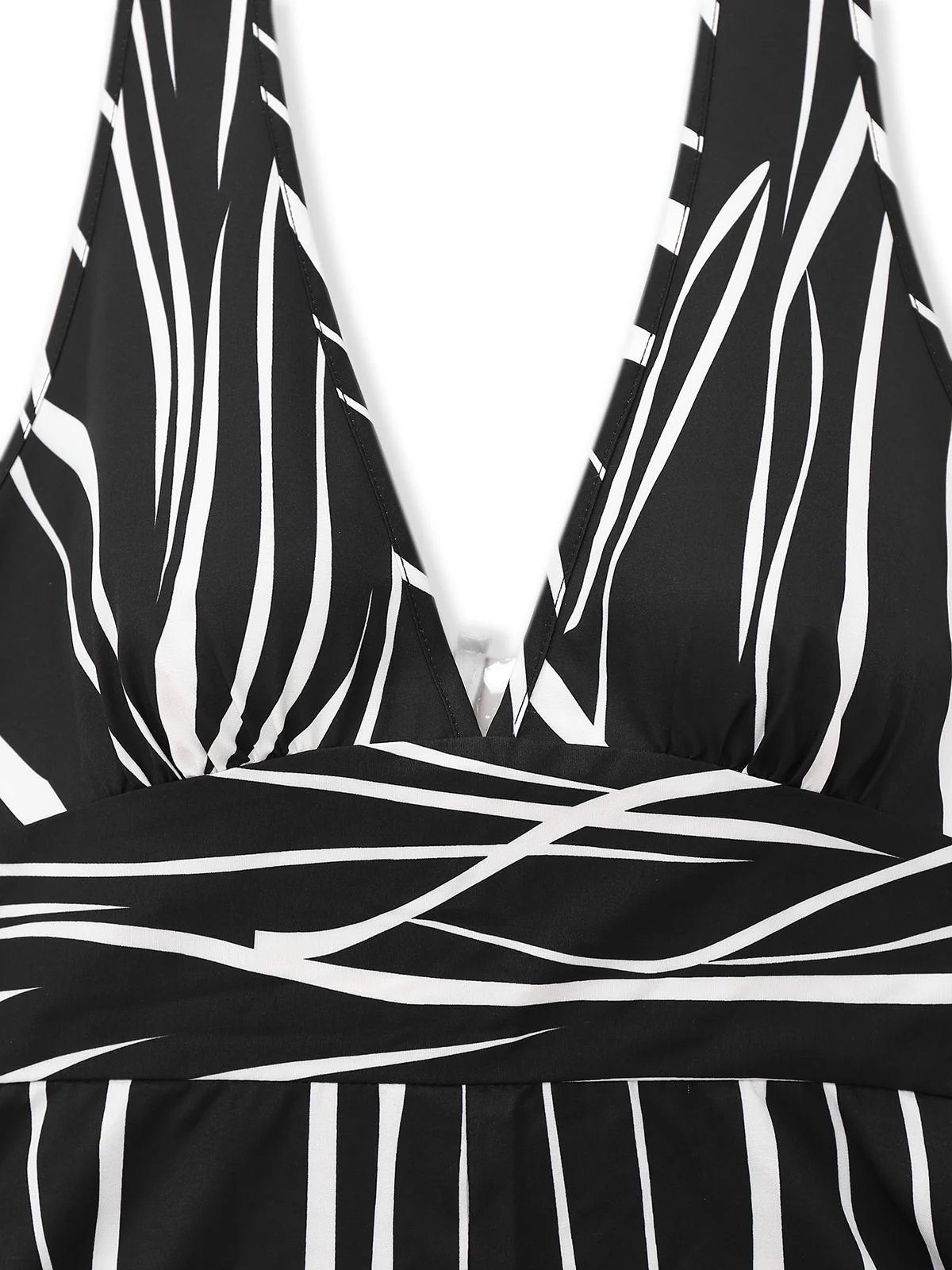 Black & White 1930s Irregular Print Halter Jumpsuit - Image 4