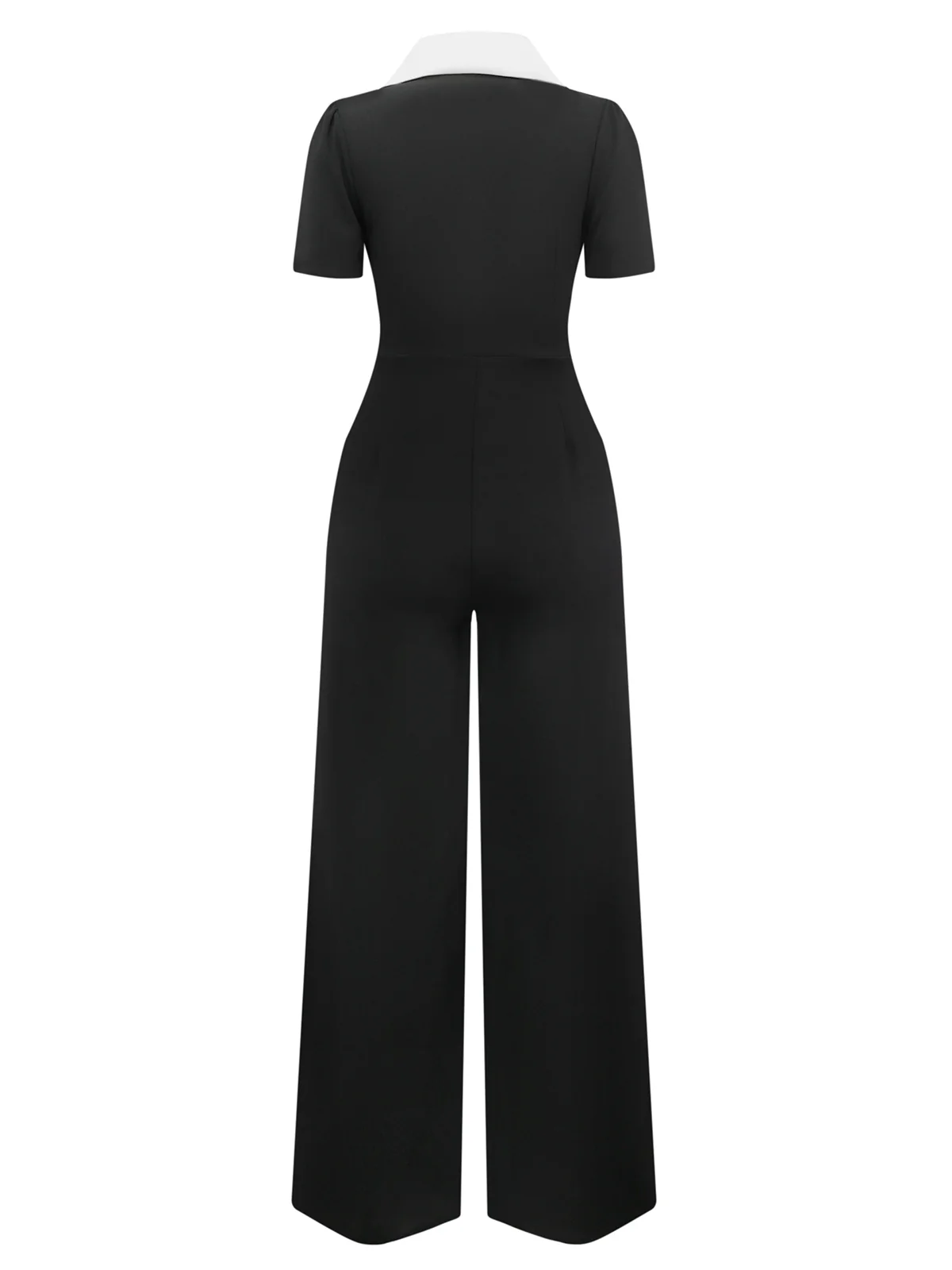Black & White 1930s Notched Collar Buttoned Jumpsuit - Image 2