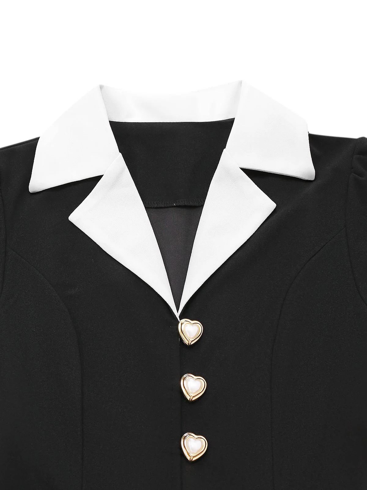 Black & White 1930s Notched Collar Buttoned Jumpsuit - Image 3
