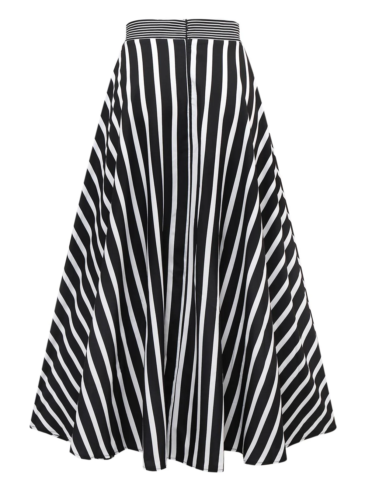 Black & White 1930s Striped High Rise Long Skirt - Image 2
