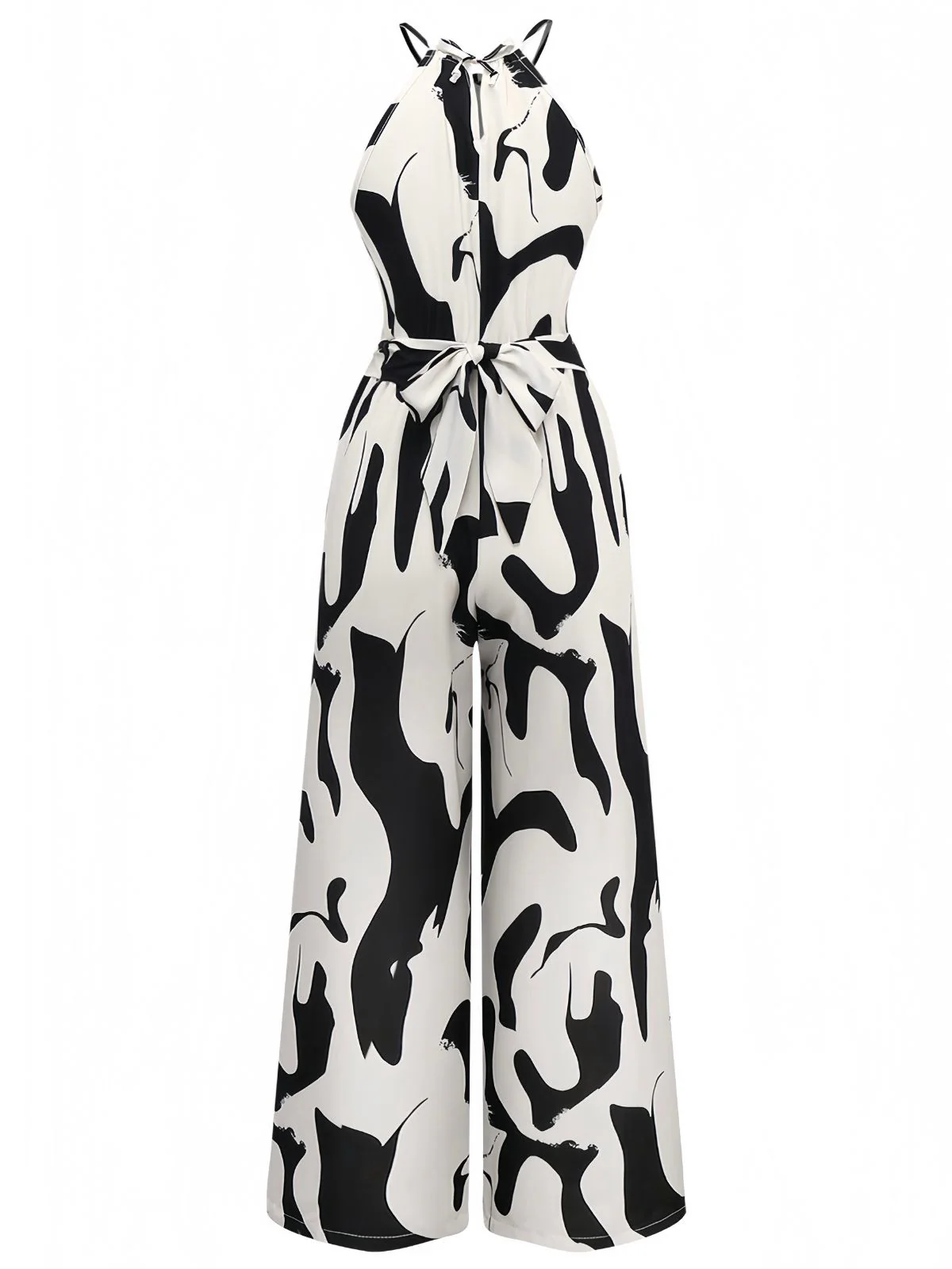 Black & White 1940s Cow Skin Halter Jumpsuit - Image 2