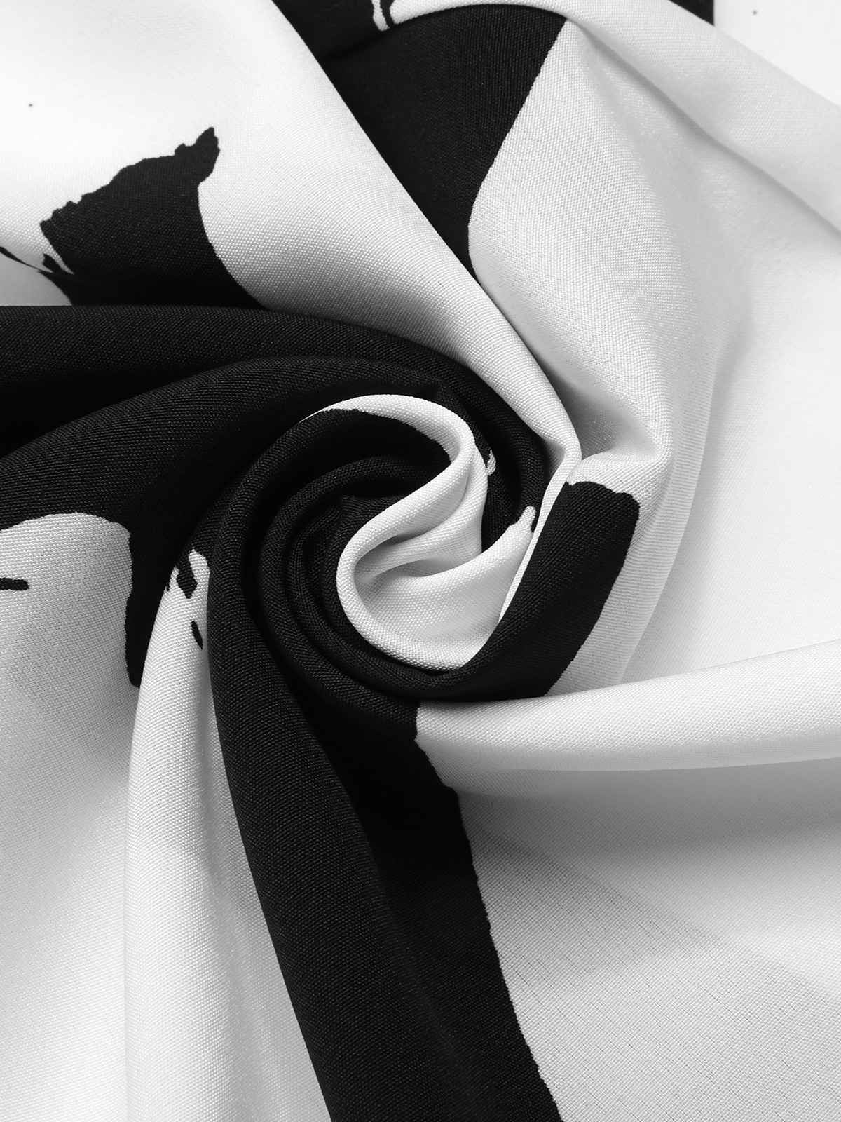 Black & White 1940s V-Neck Bohemian Jumpsuit - Image 4