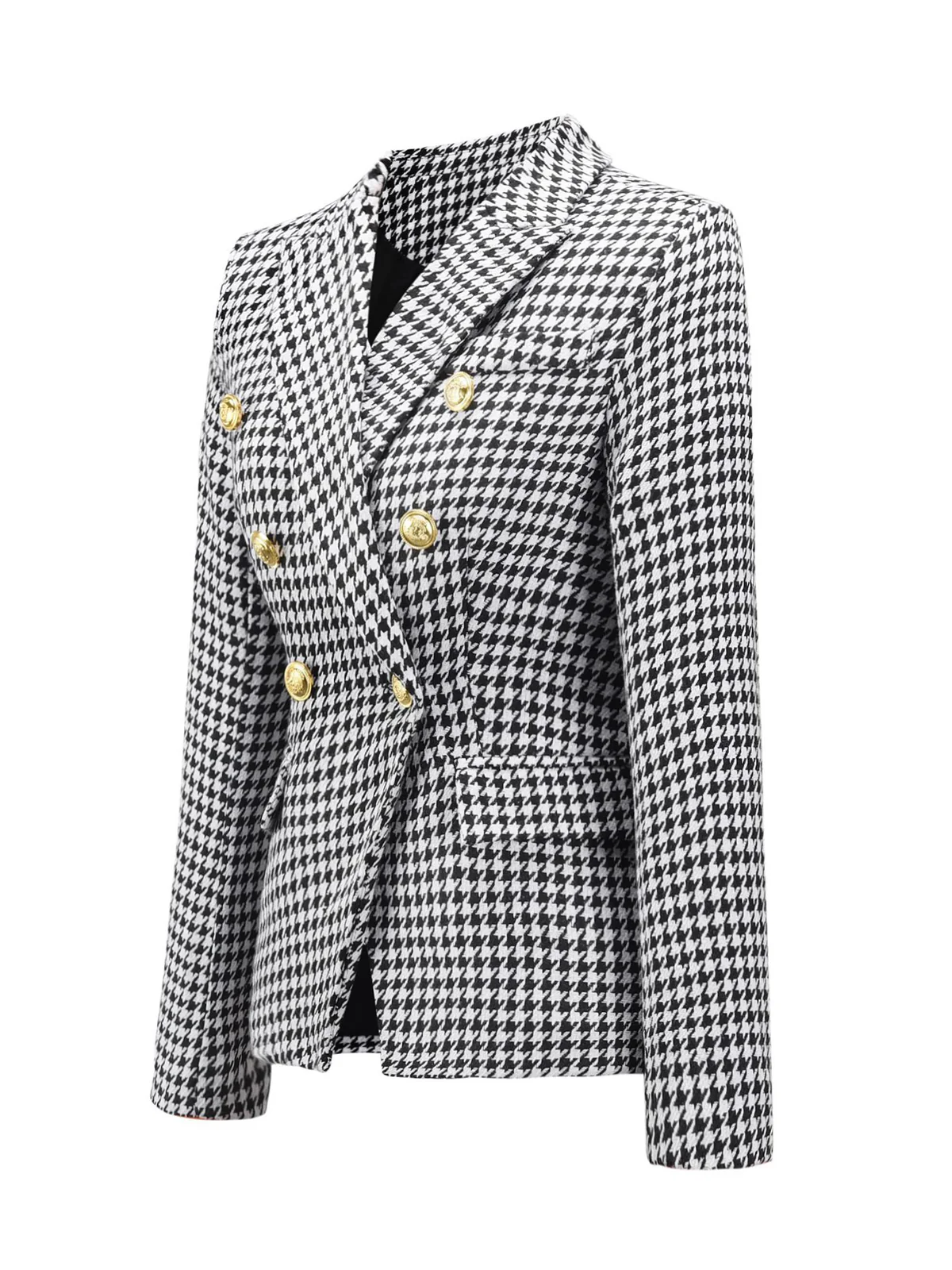 Black & White 1950s Double Breasted Houndstooth Blazer - Image 2