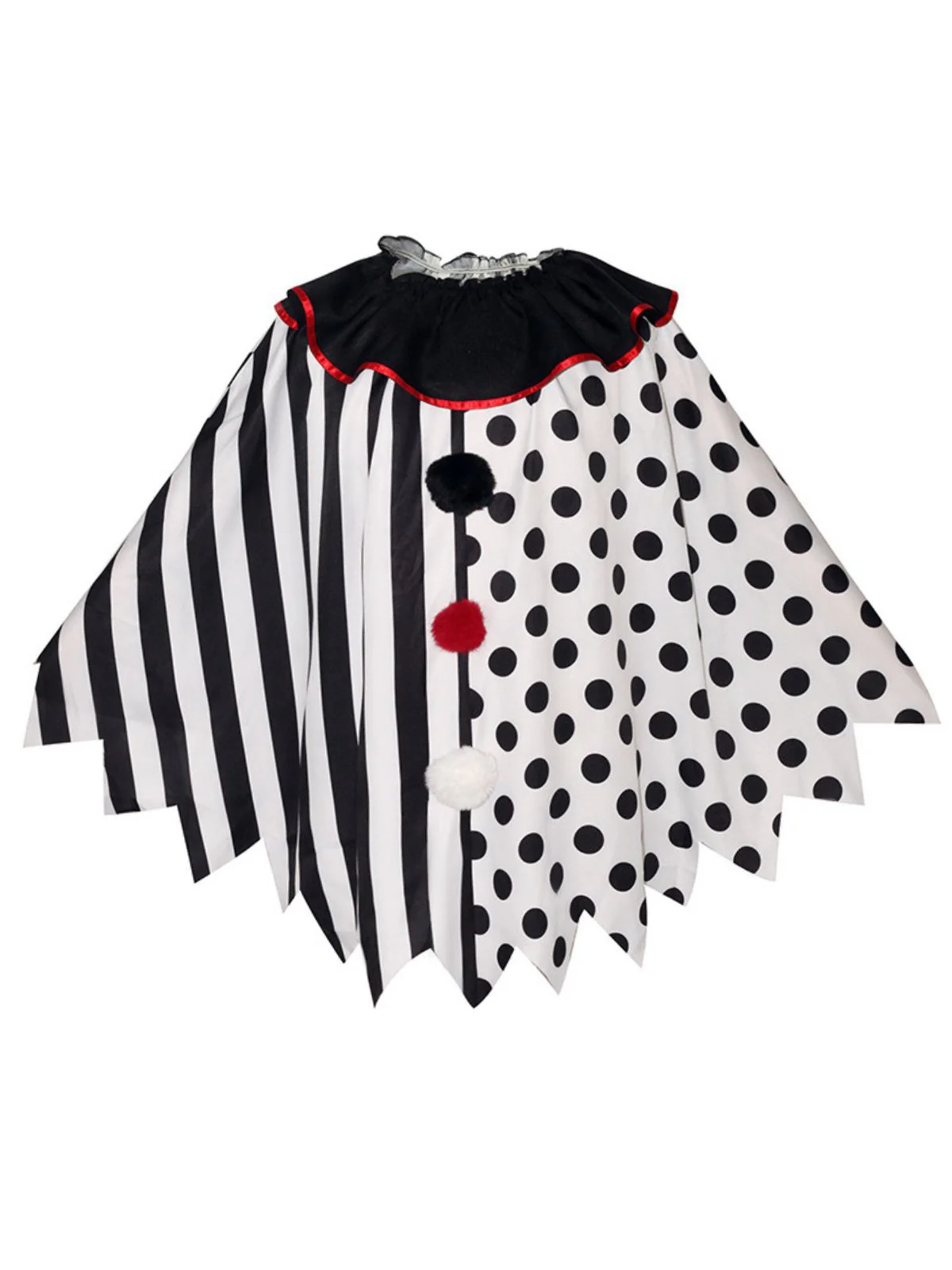 Black & White 1950s Halloween Horror Clown Cosplay Cloak - Image 6