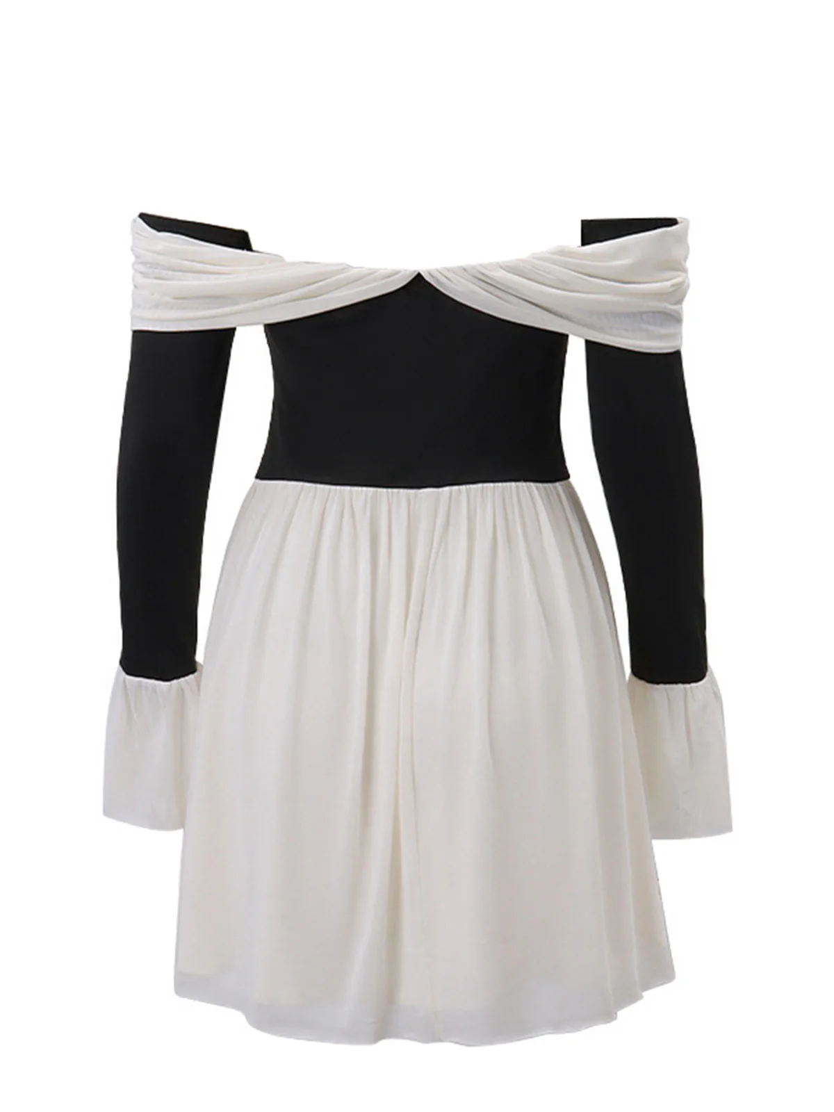 Black & White 1950s Off-Shoulder Skater Dress - Image 2