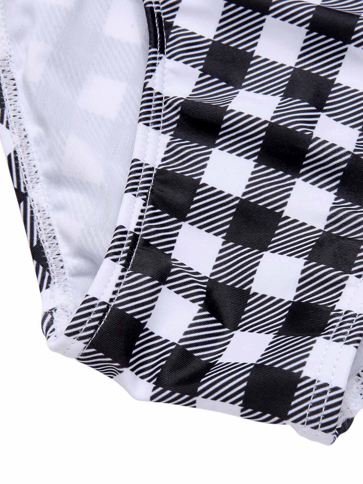 Black & White 1950s Plaid One-Piece Swimsuit - Image 7