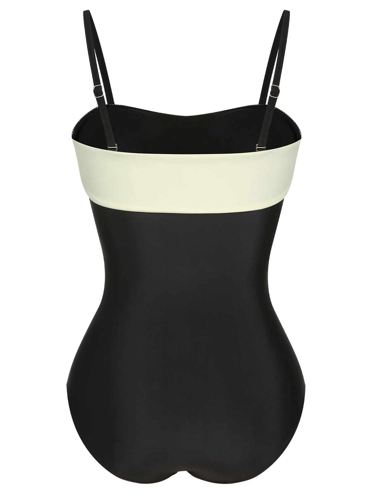 Black White 1950s Solid Bandeau Swimsuit - Image 3