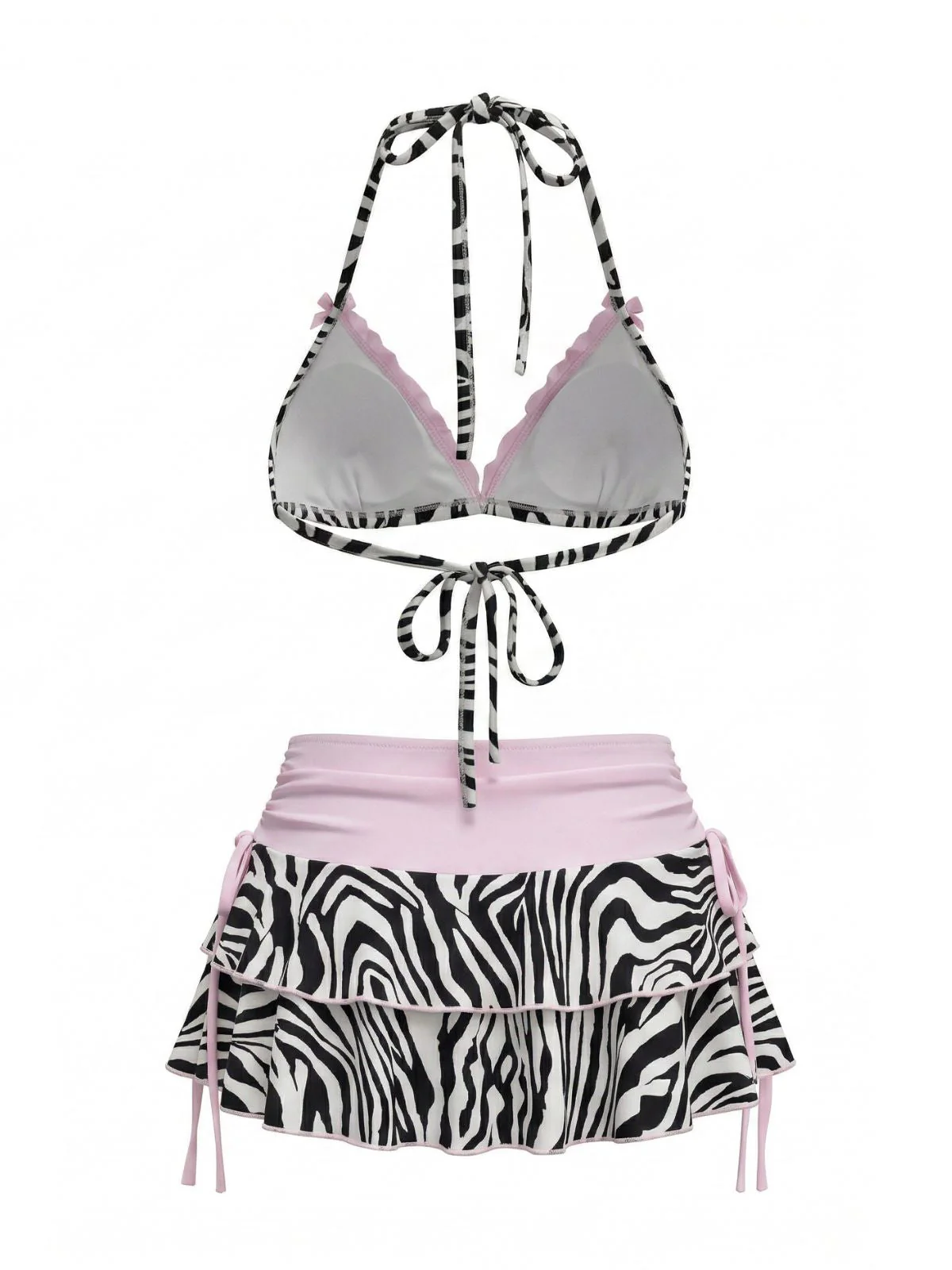 [Pre-Sale] Black & White 1950s Zebra Stripes Bikini Set - Image 2