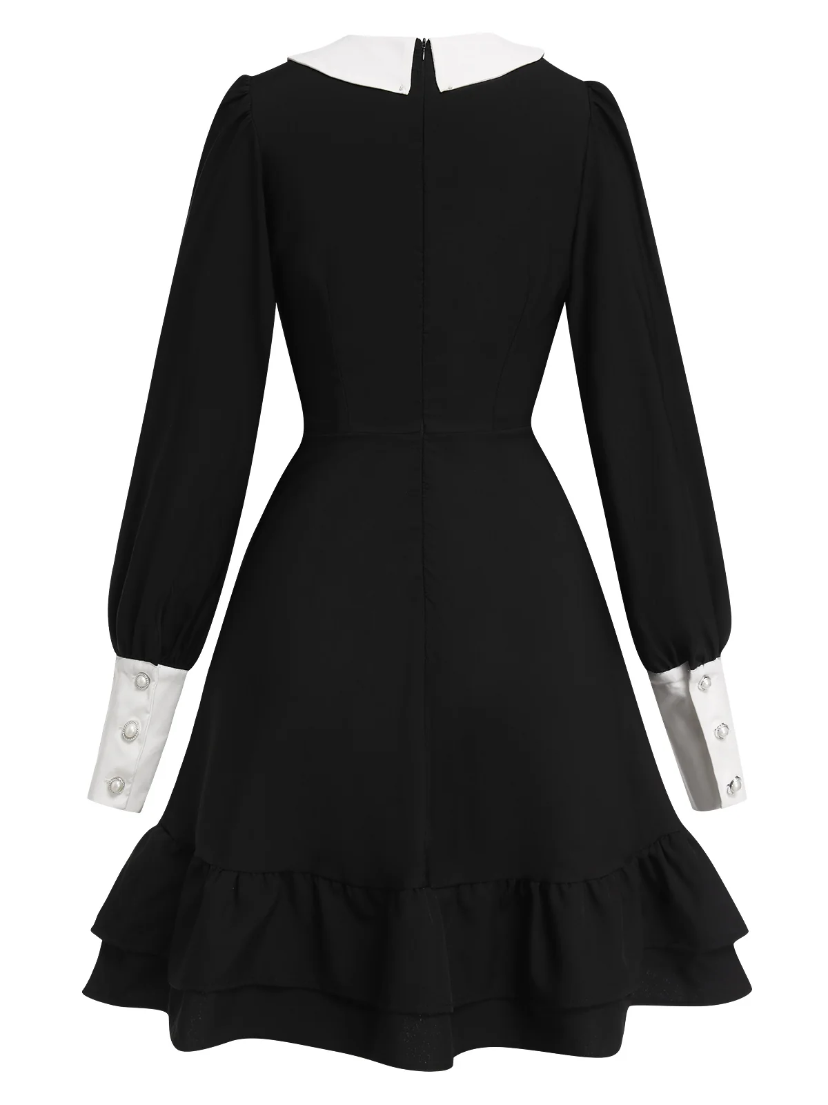 Black & White 1960s Doll Collar Skater Dress - Image 3