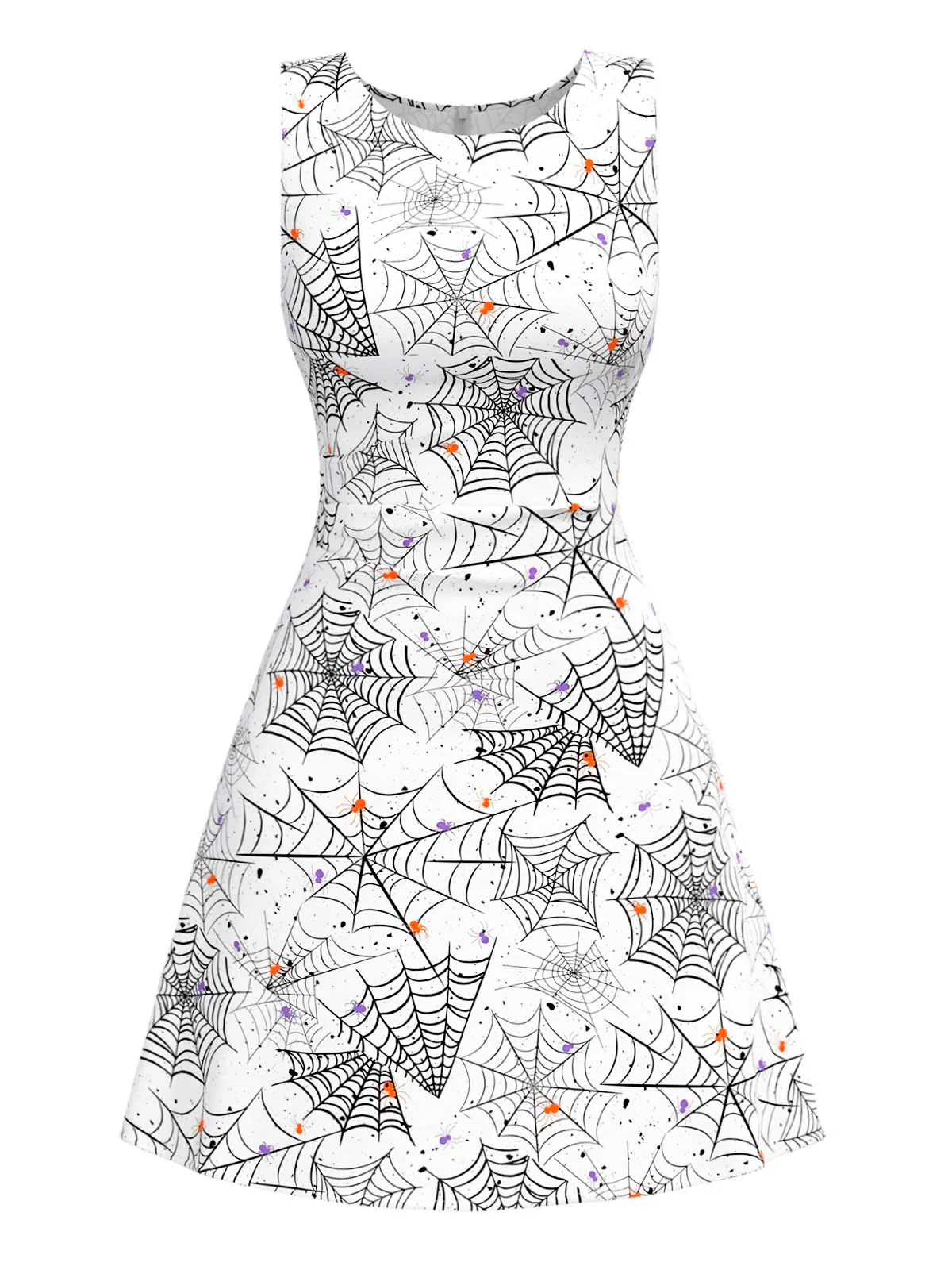 Black & White 1960s Horror Spider Web Dress - Image 3