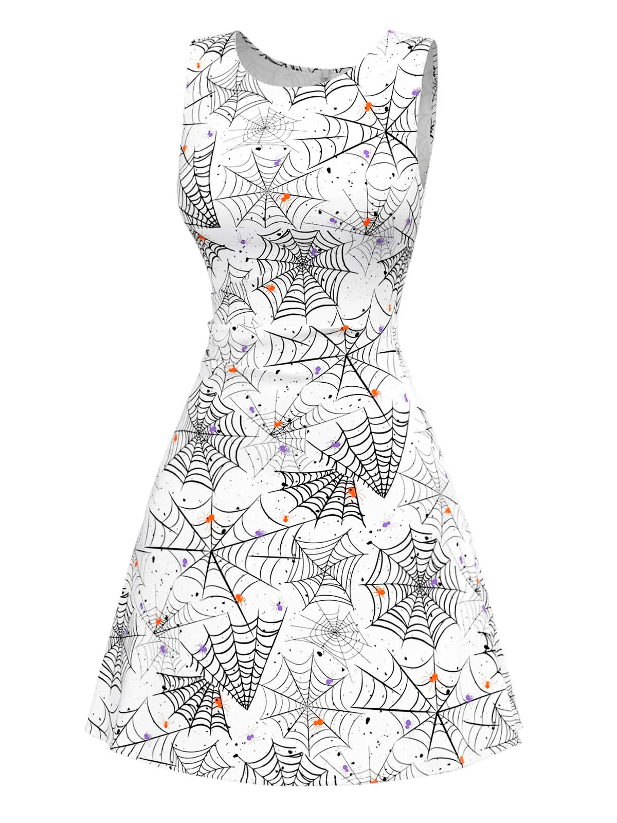 Black & White 1960s Horror Spider Web Dress - Image 4