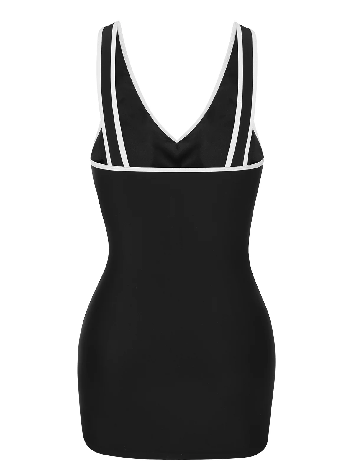 Black & White 1960s Solid Contrast Binding Swimsuit - Image 4
