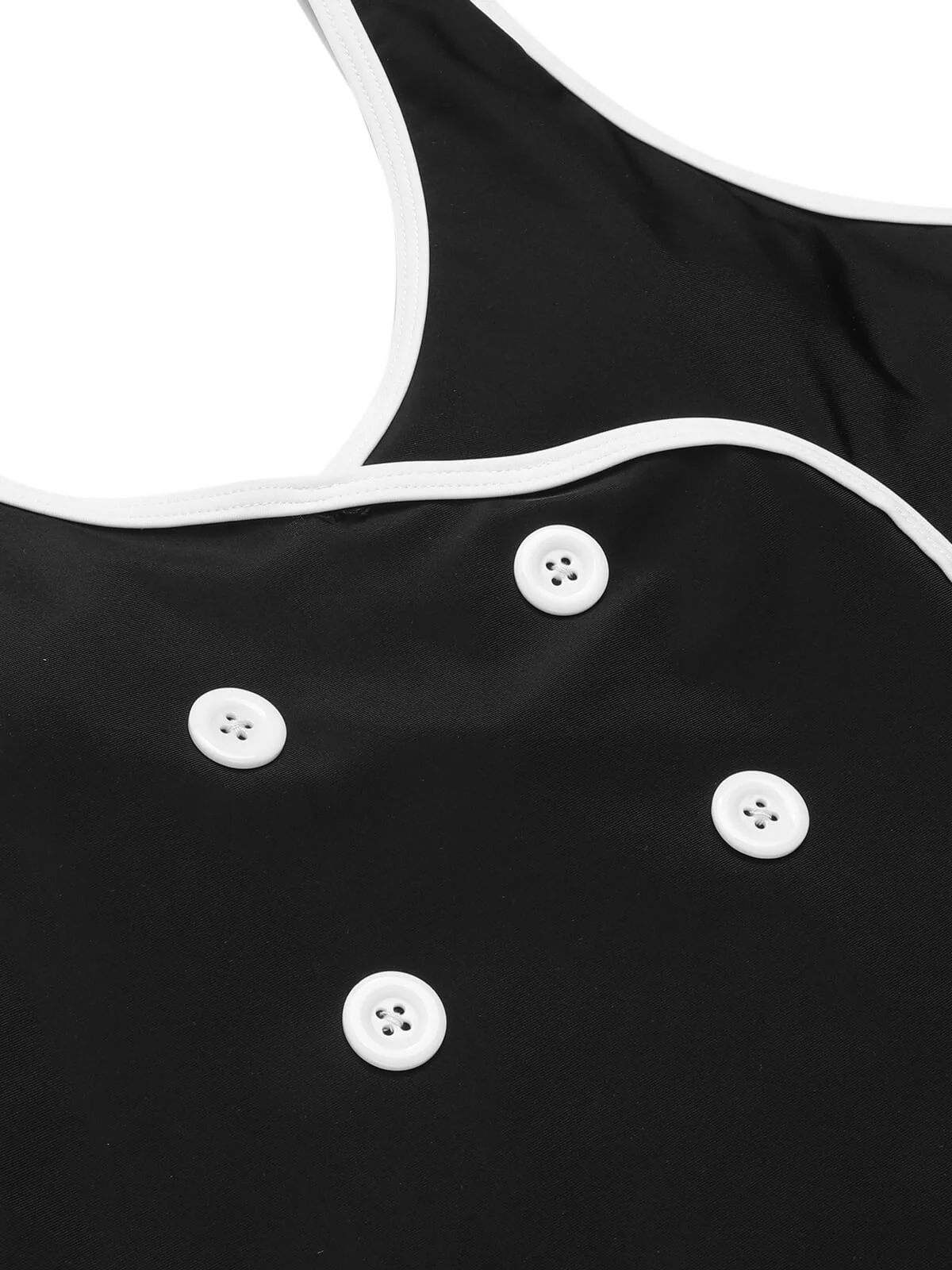 Black & White 1960s Solid Contrast Binding Swimsuit - Image 5