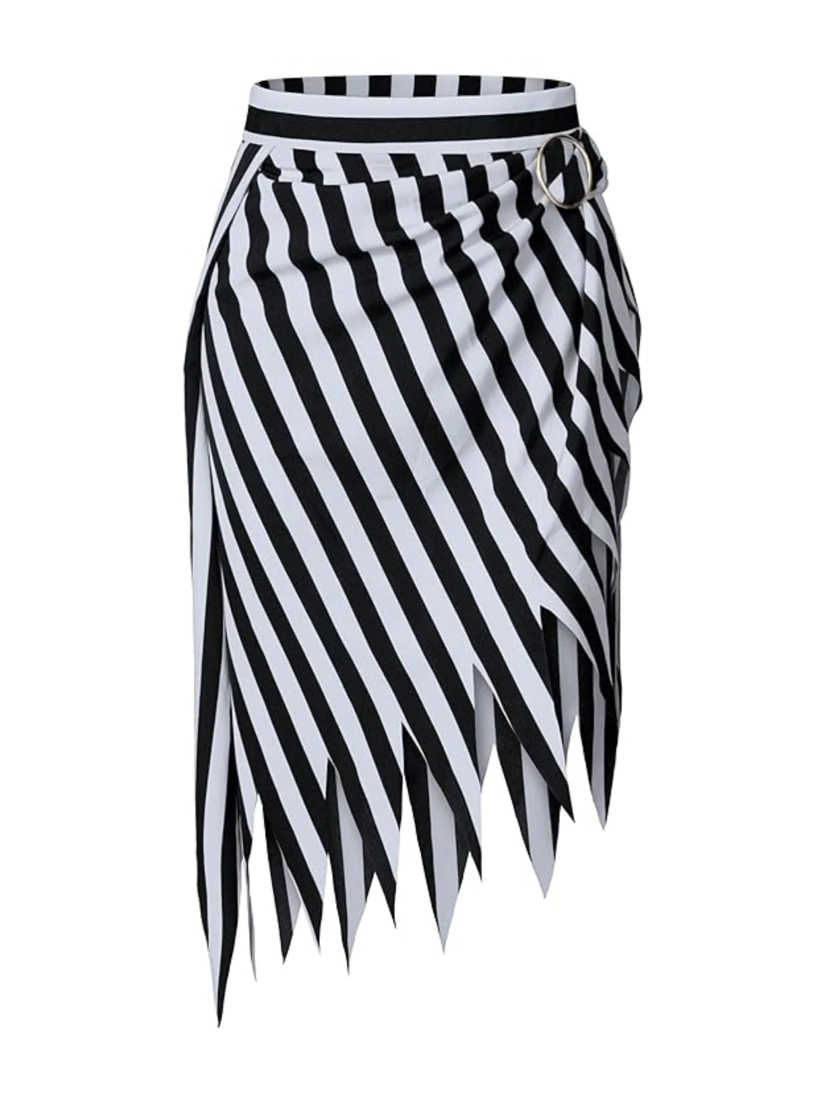 Black&White 1960s Striped Skirt With Headscarf - Image 2
