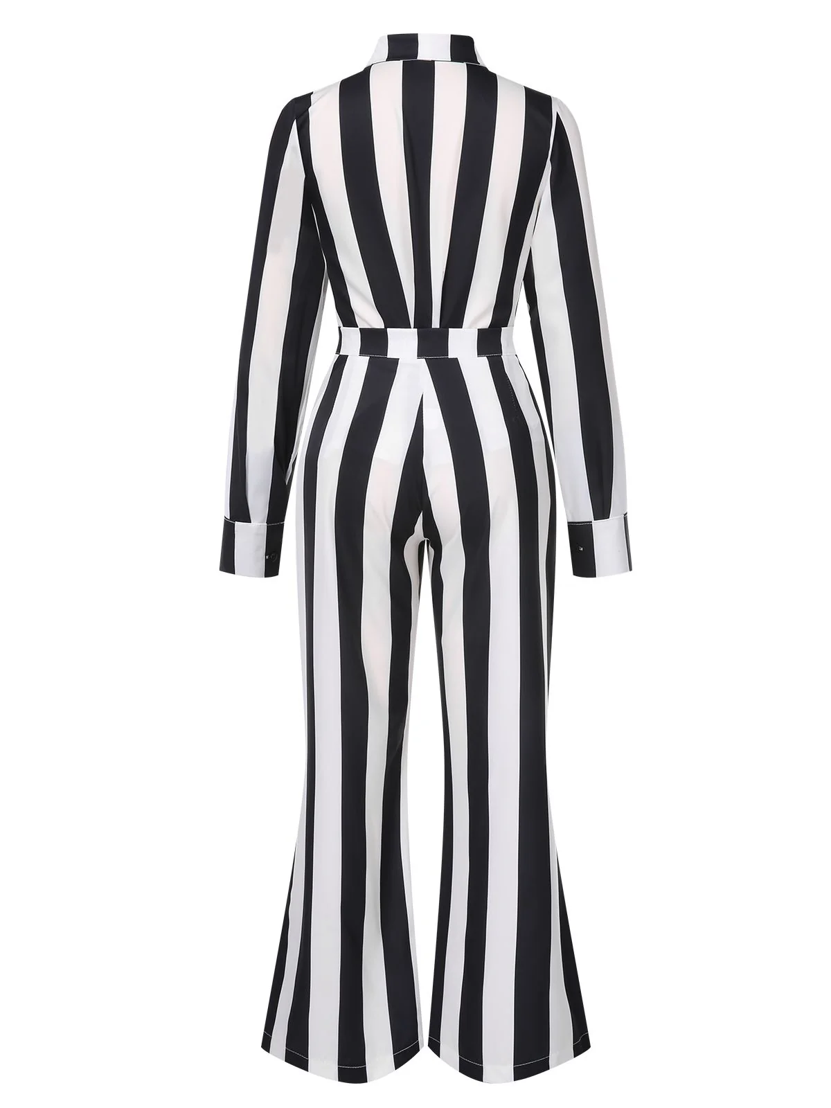 Black&White 1970s Lapel Striped Contrast Color Suit - Image 3