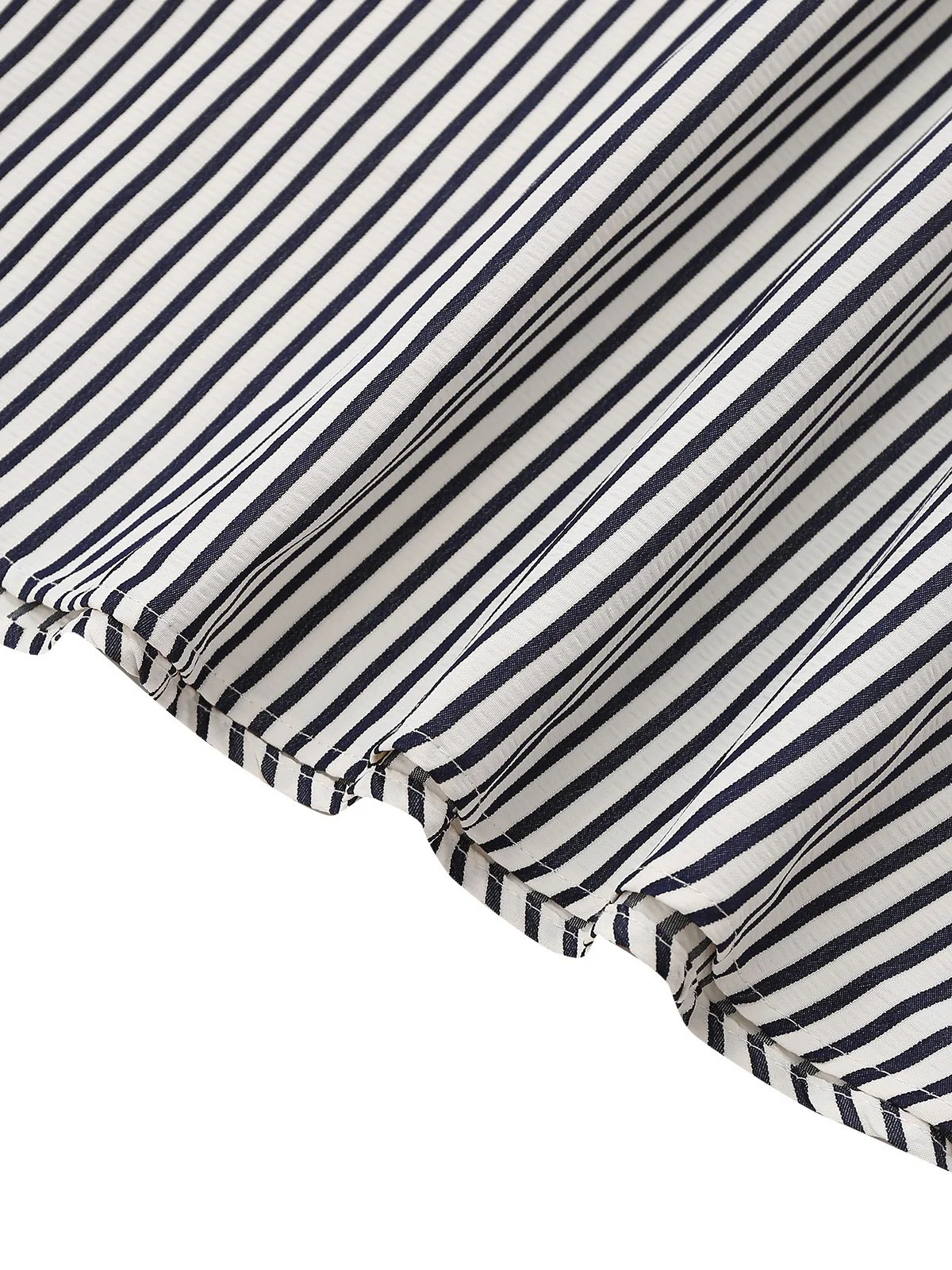Black&White 1970s Striped Ruched Spaghetti Strap Dress - Image 4
