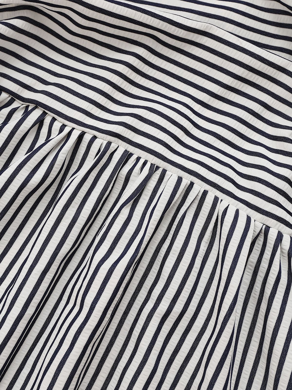 Black&White 1970s Striped Ruched Spaghetti Strap Dress - Image 5