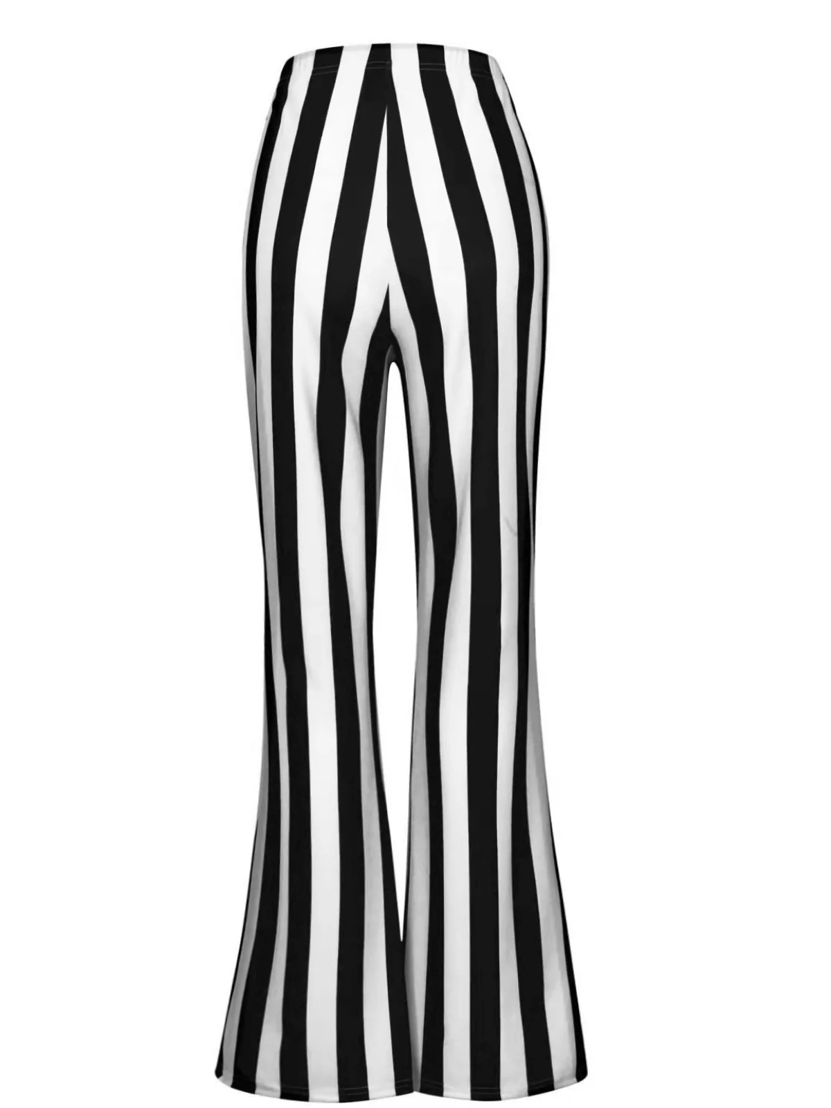 Black&White 1970s Vertical Striped Flared Pants - Image 2