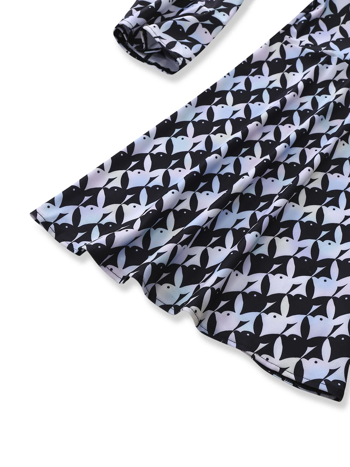 Black & White 1980s Houndstooth Bell Sleeve Jumpsuit - Image 4