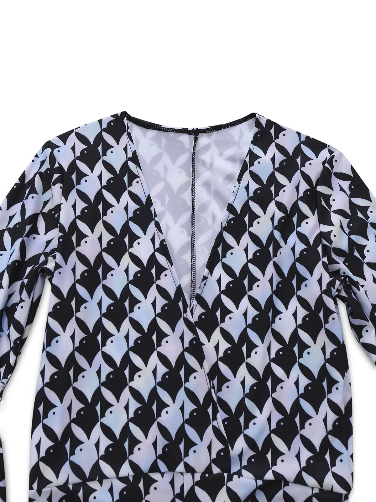 Black & White 1980s Houndstooth Bell Sleeve Jumpsuit - Image 6