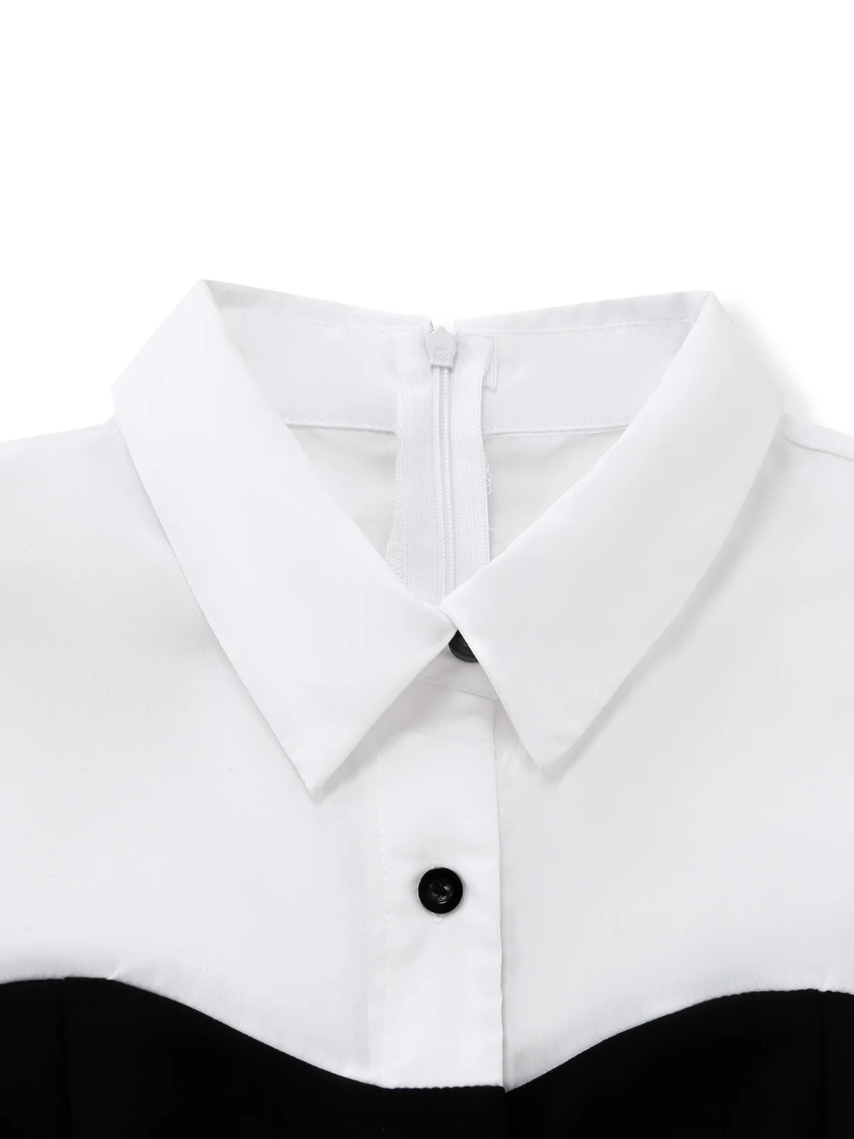 Black & White 1980s Mock Two-Piece Lapel Jumpsuit - Image 4