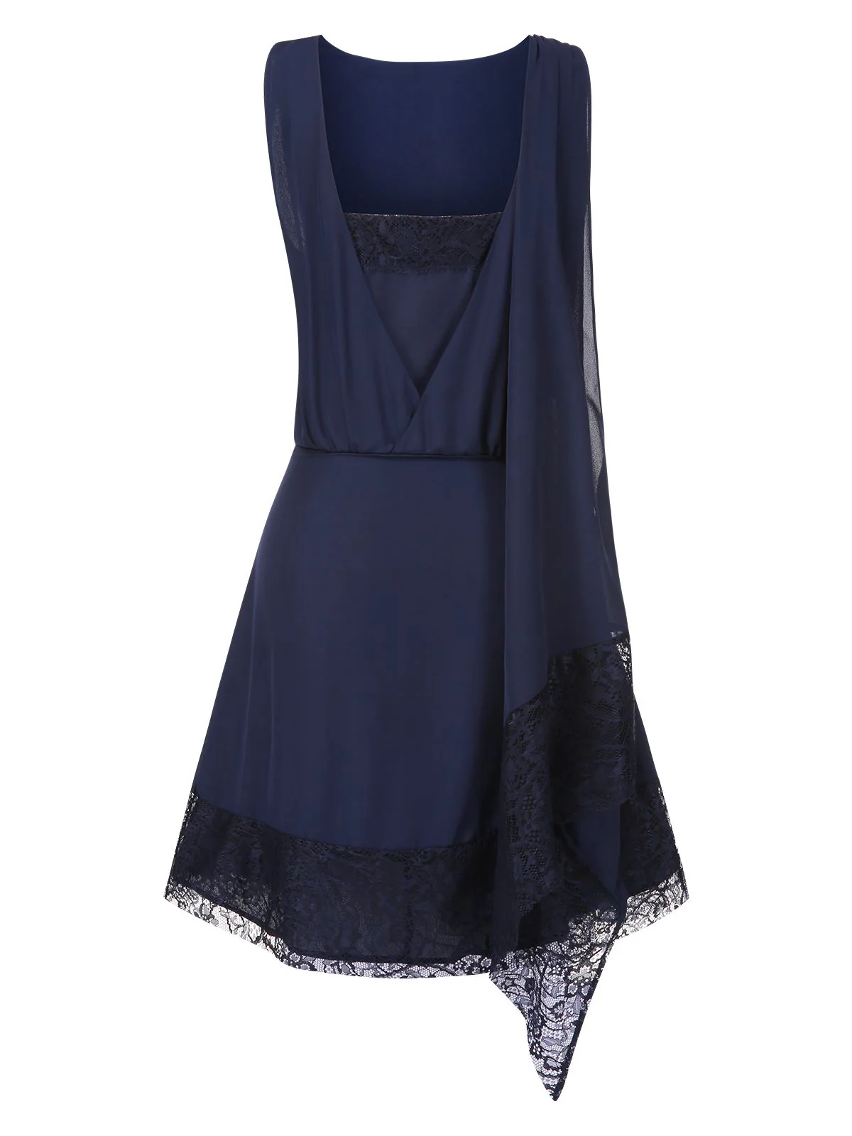 Blue 1920s Lace Patchwork Rhinestone Dress - Image 6