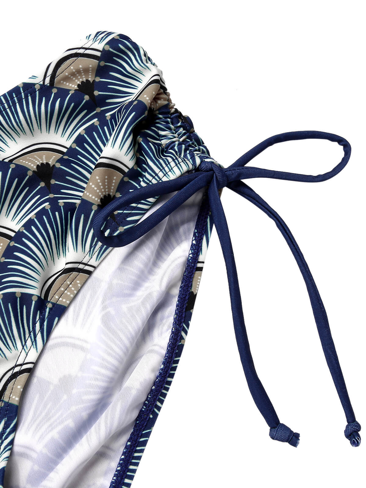 Blue 1930s Ancient Fan Lace-Up Bikini Set - Image 6
