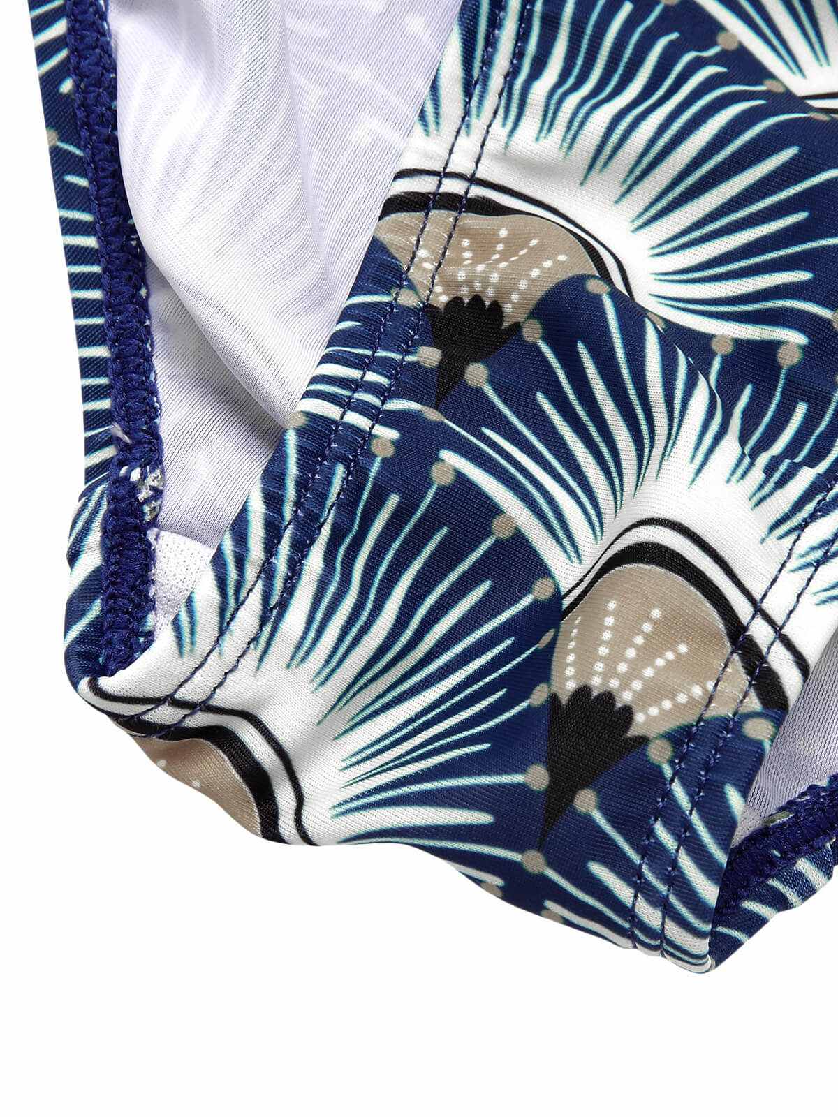 Blue 1930s Ancient Fan Lace-Up Bikini Set - Image 7