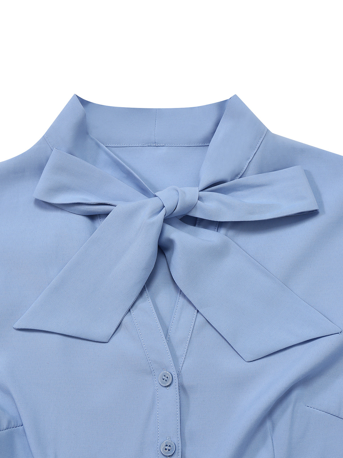 Blue 1930s Bow Tie Belted Pencil Dress - Image 7