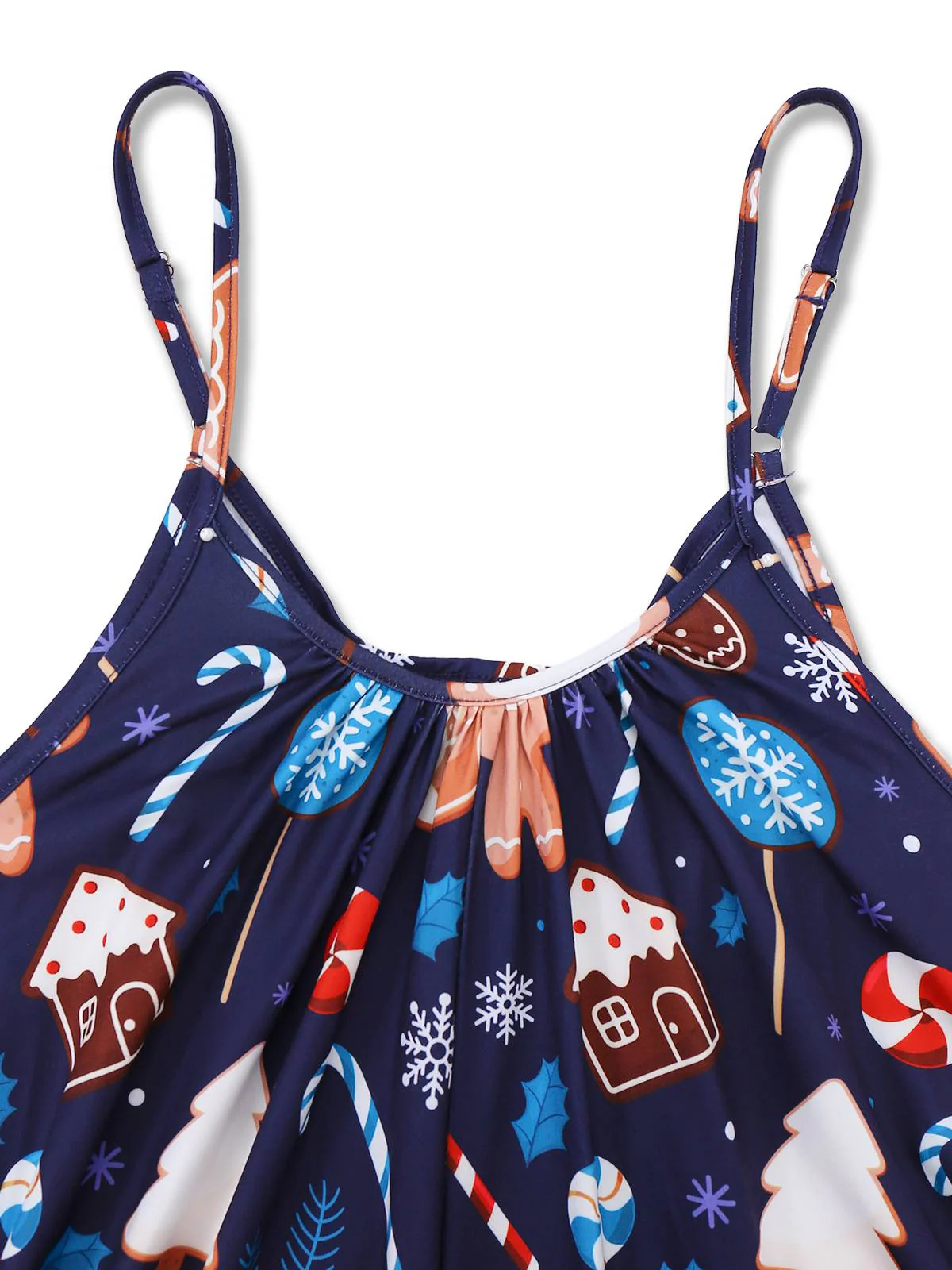 Blue 1930s Christmas Elements Printed Straps Jumpsuit - Image 4