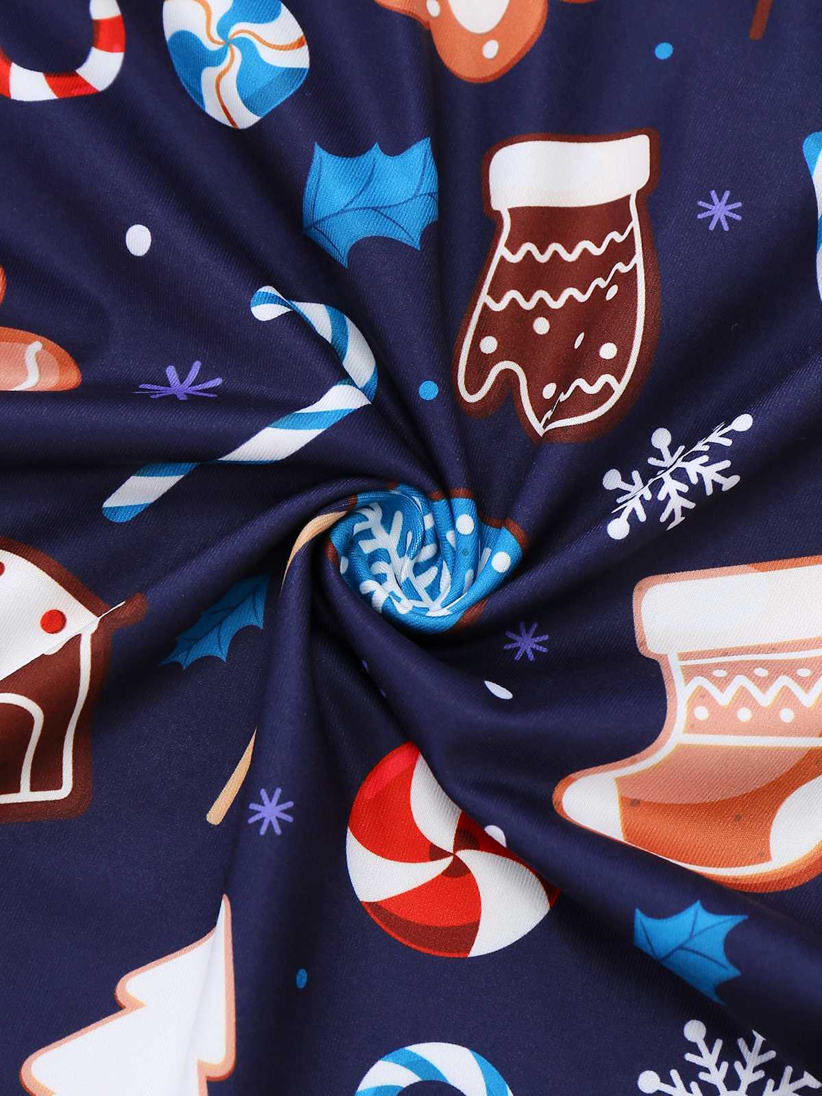 Blue 1930s Christmas Elements Printed Straps Jumpsuit - Image 5