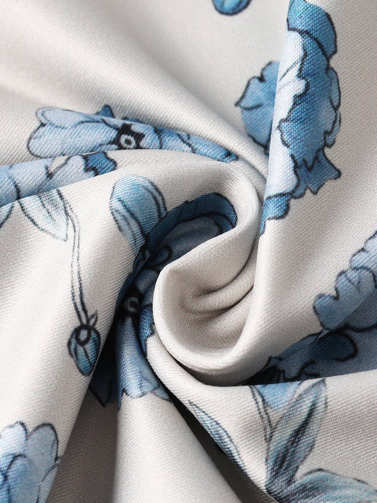 Blue 1930s Floral Spaghetti Strap Maxi Dress - Image 11