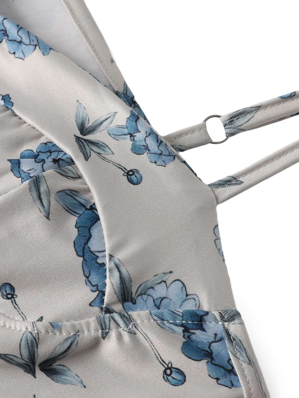 Blue 1930s Floral Spaghetti Strap Maxi Dress - Image 5