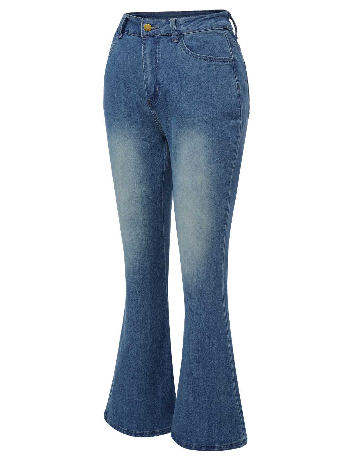 Blue 1930s High Waist Flare Jeans - Image 2